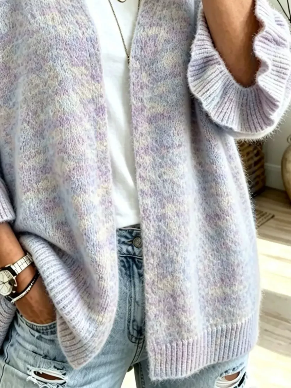 Full Size Ruffle Sleeve Open-Front Cardigan Plus Size, image 5