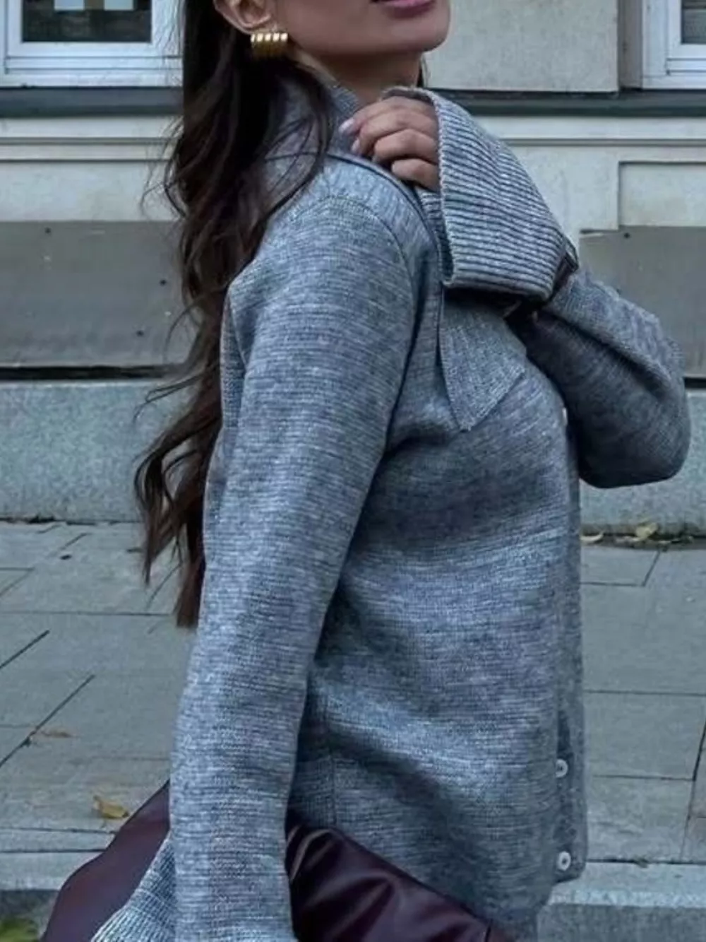 Button Down Long Sleeve Cardigan and Skirt Knit Set, image 12