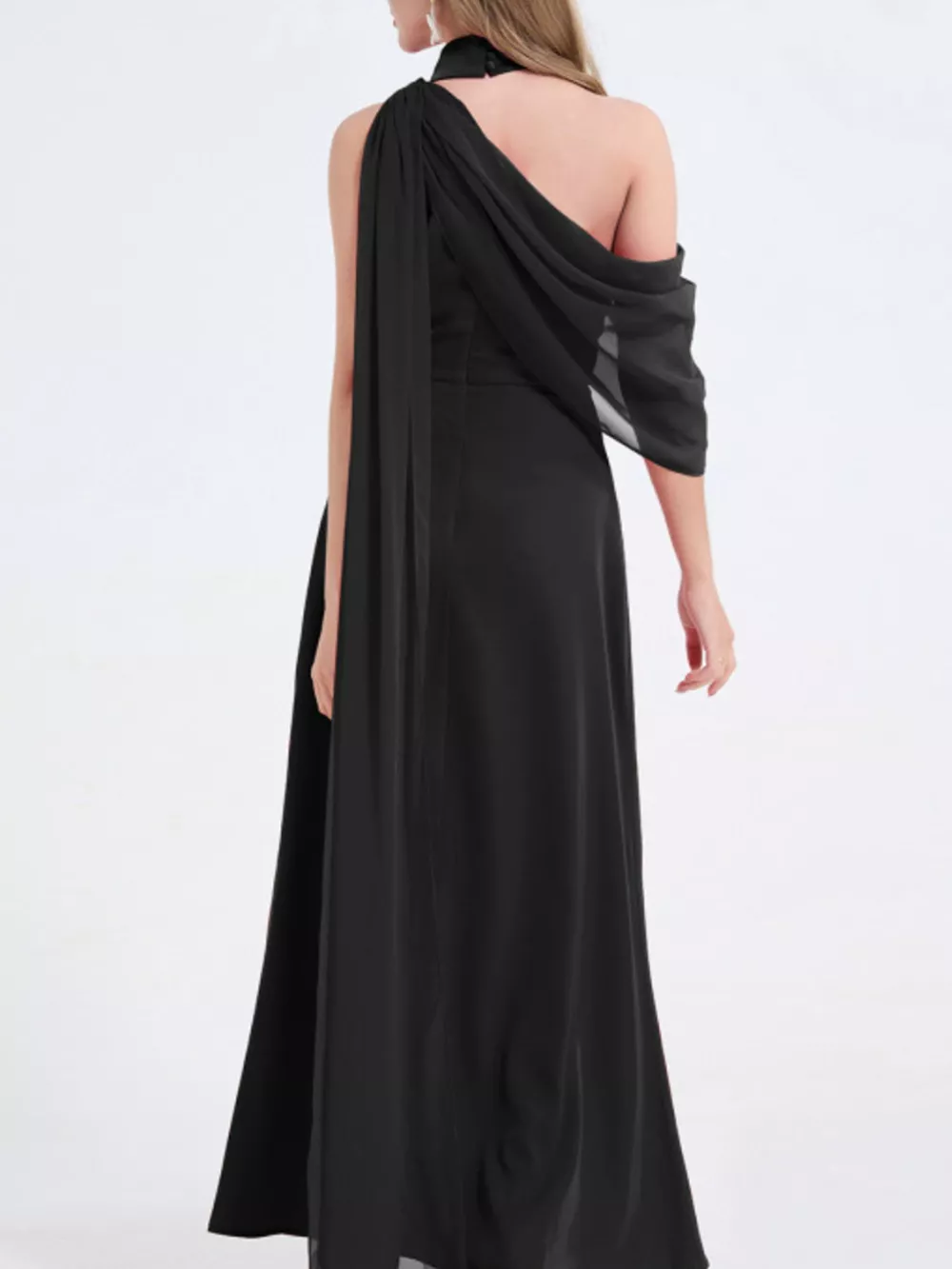 Asymmetrical Neck High Slit Maxi Dress, image 10