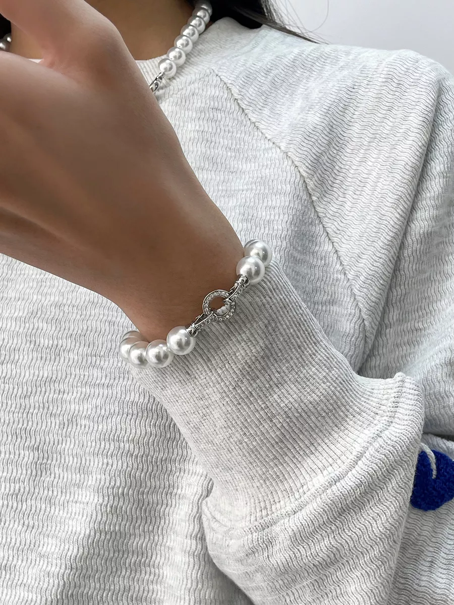 Pearl Beaded Bracelet with Clasp, image 4