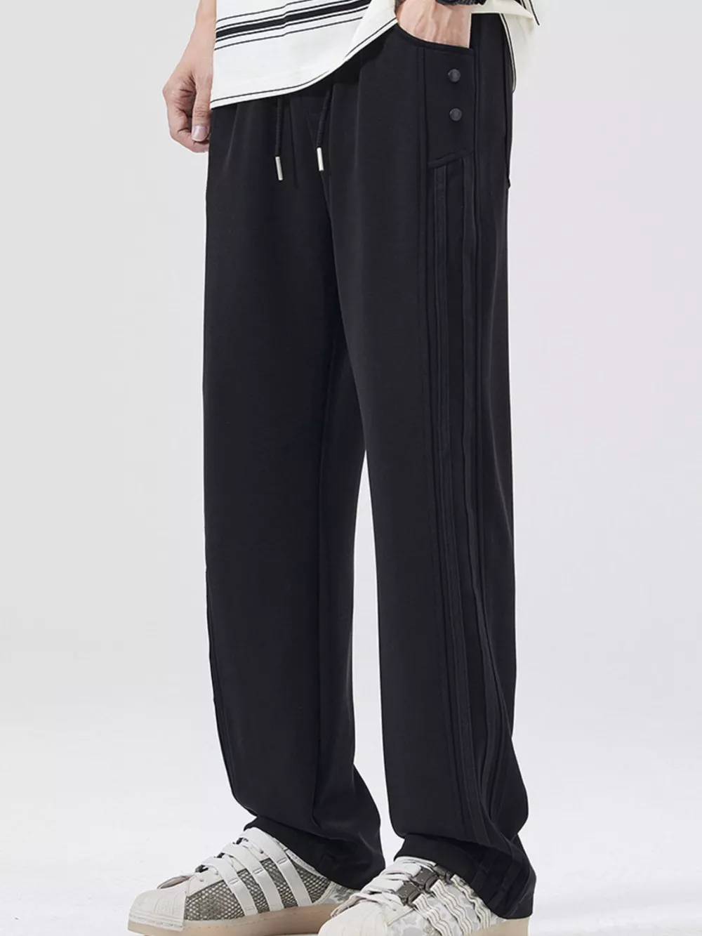 Men's Full Size Drawstring Wide Leg Casual Pants Plus Size, image 2