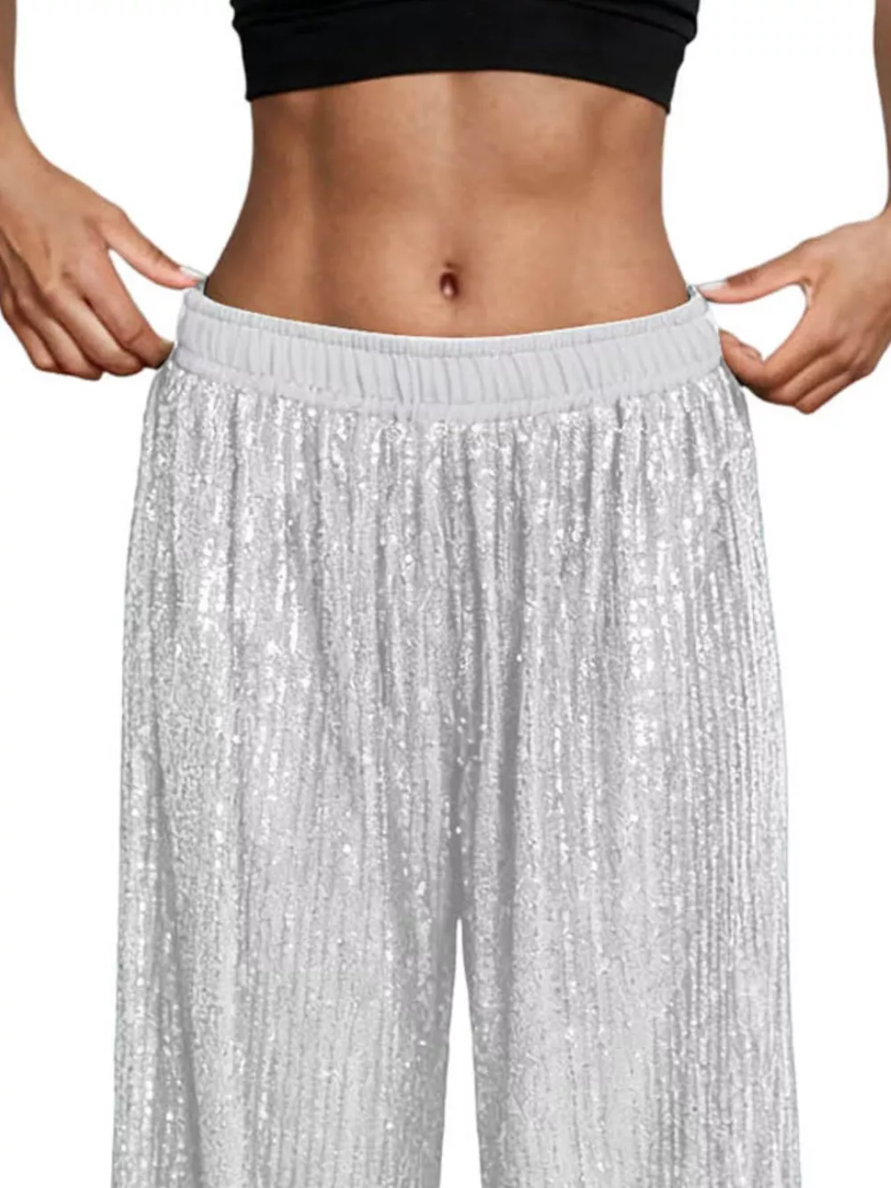 Sequin Wide-Leg Pants, image 2