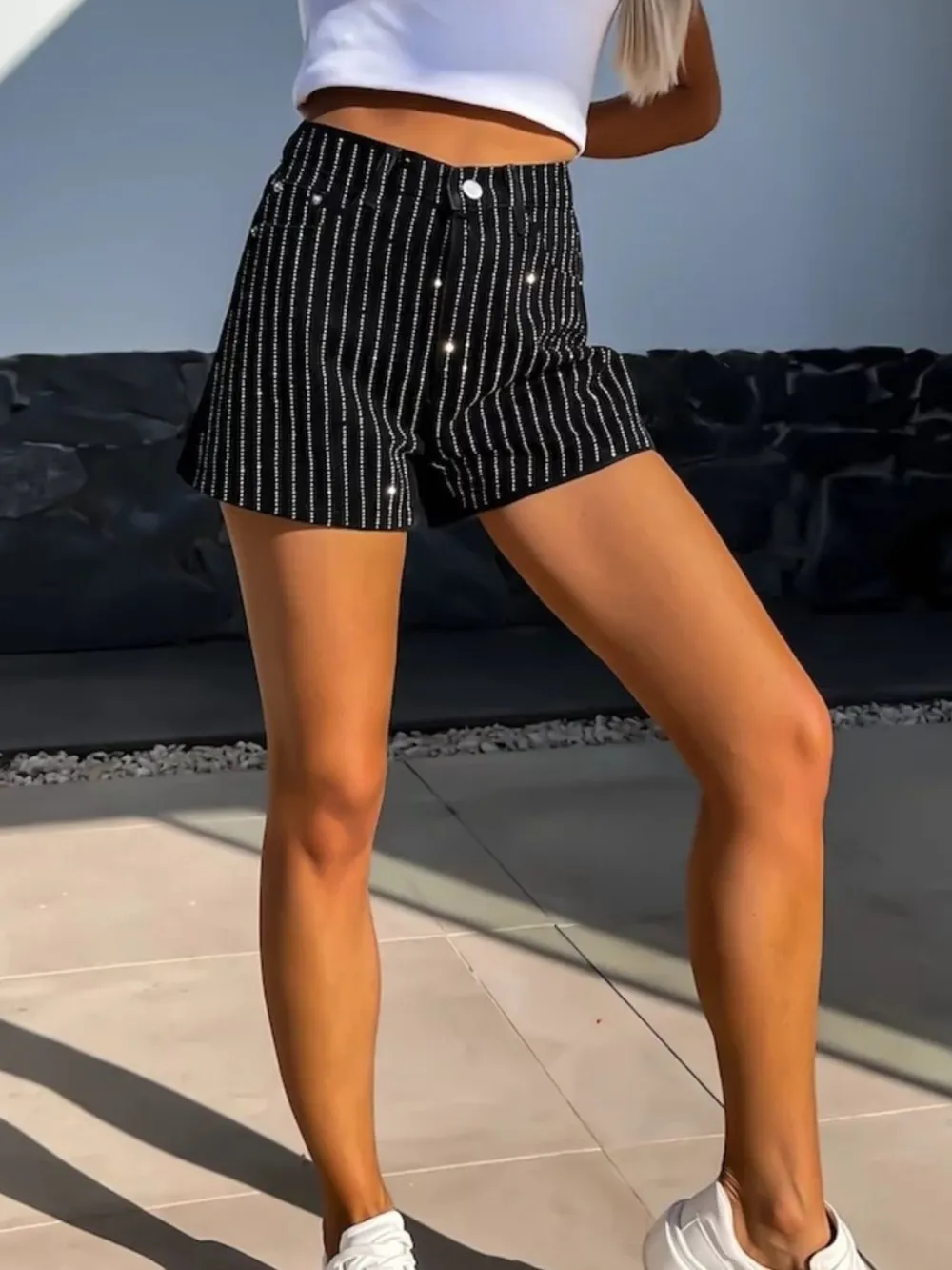 High Waist Wash Denim Shorts, image 2