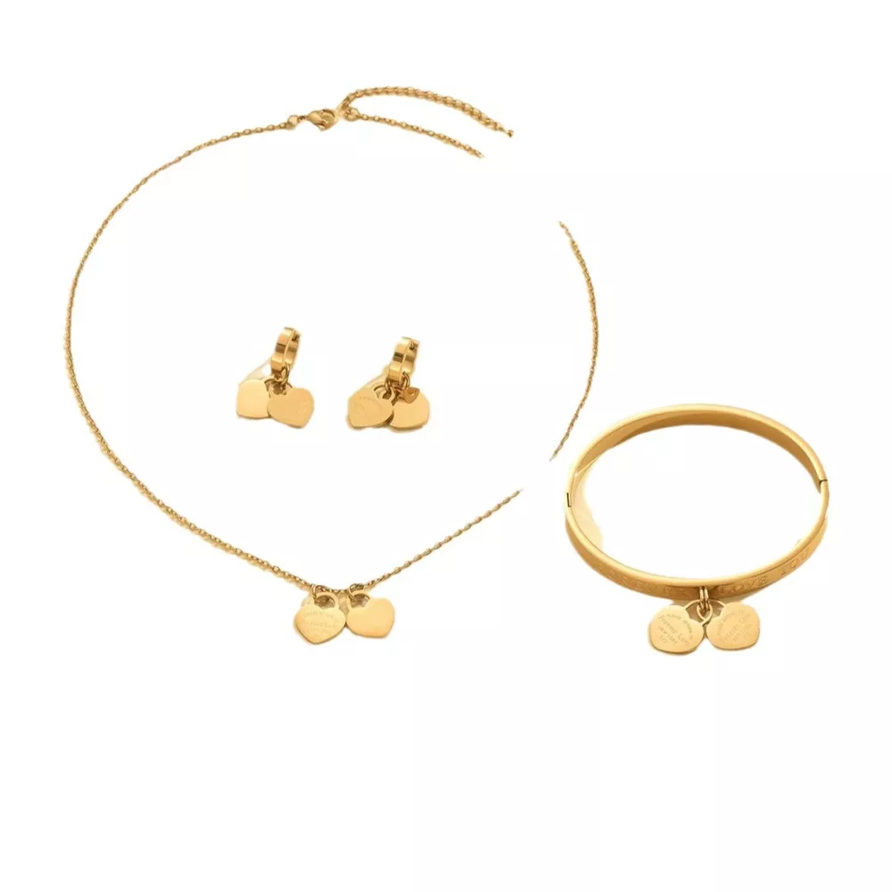 18K Gold-Plated Heart Jewelry Set, image 2