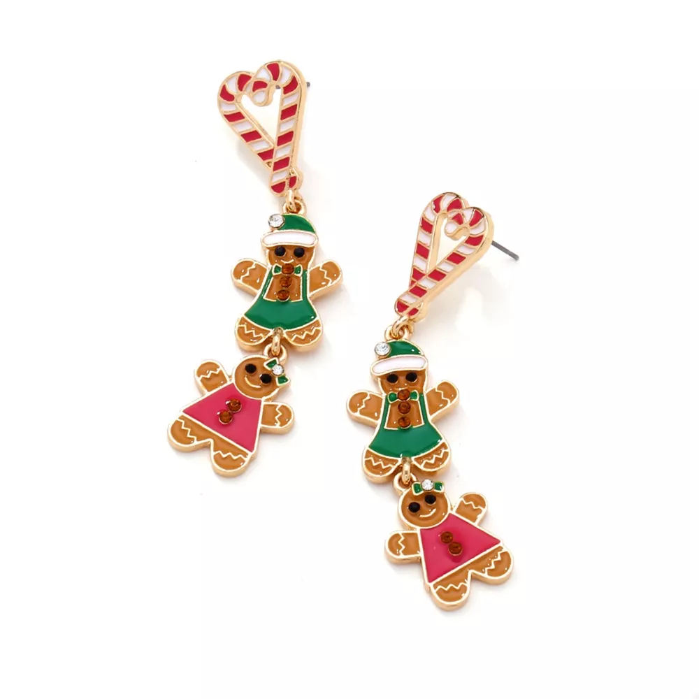 Christmas Gingerbread Man Dangle Earrings, image 3