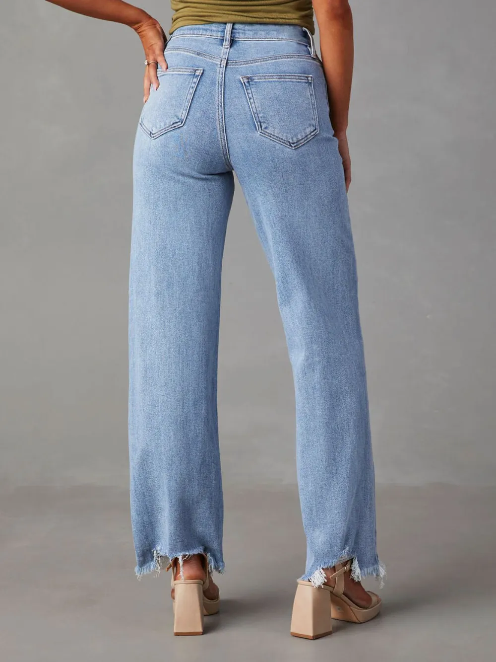 Raw Hem Loose Fit Jeans, image 2