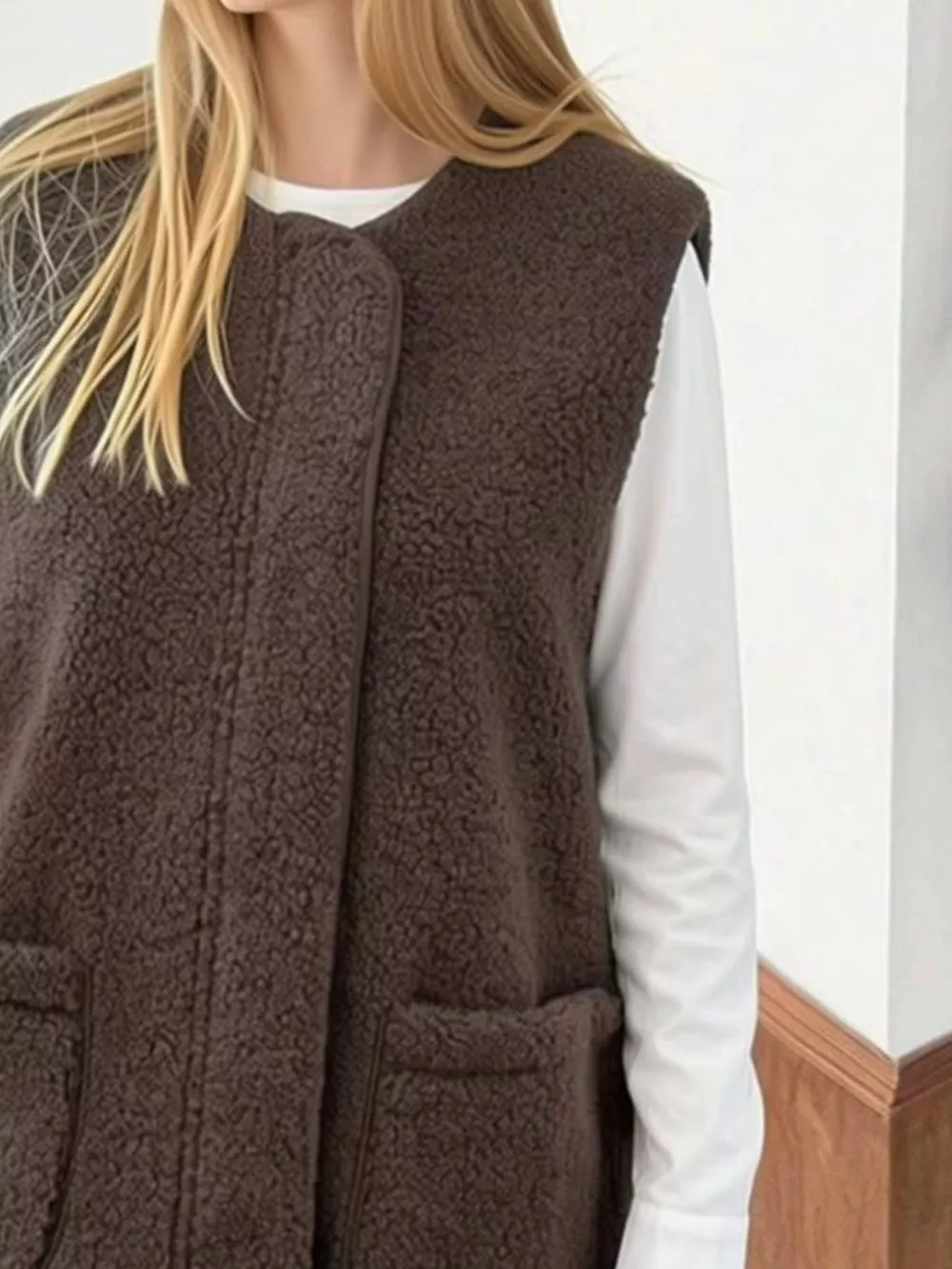 Sherpa Sleeveless Vest Coat, image 6