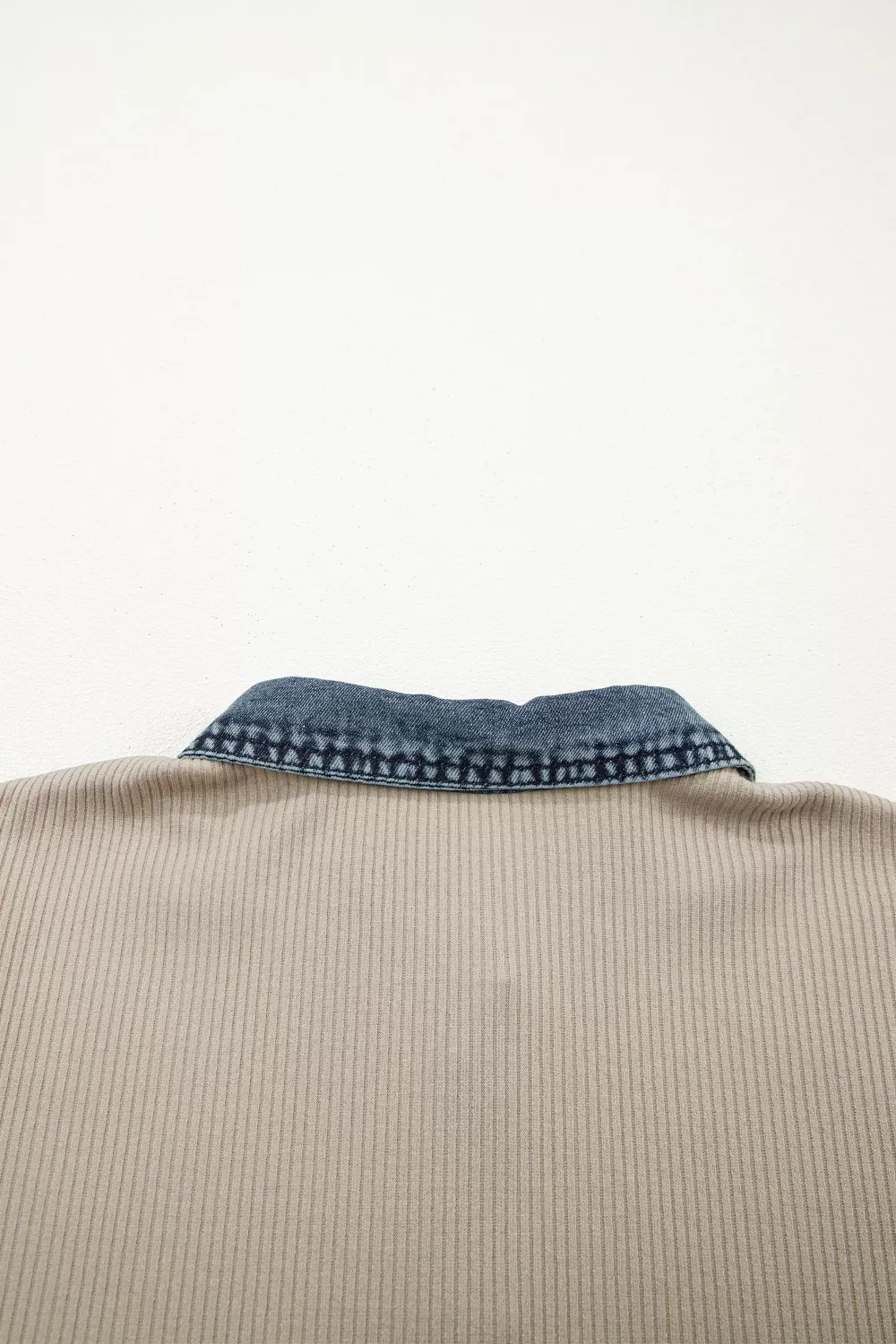 Casual Ribbed Knit Denim Trim Mini Dress, image 7