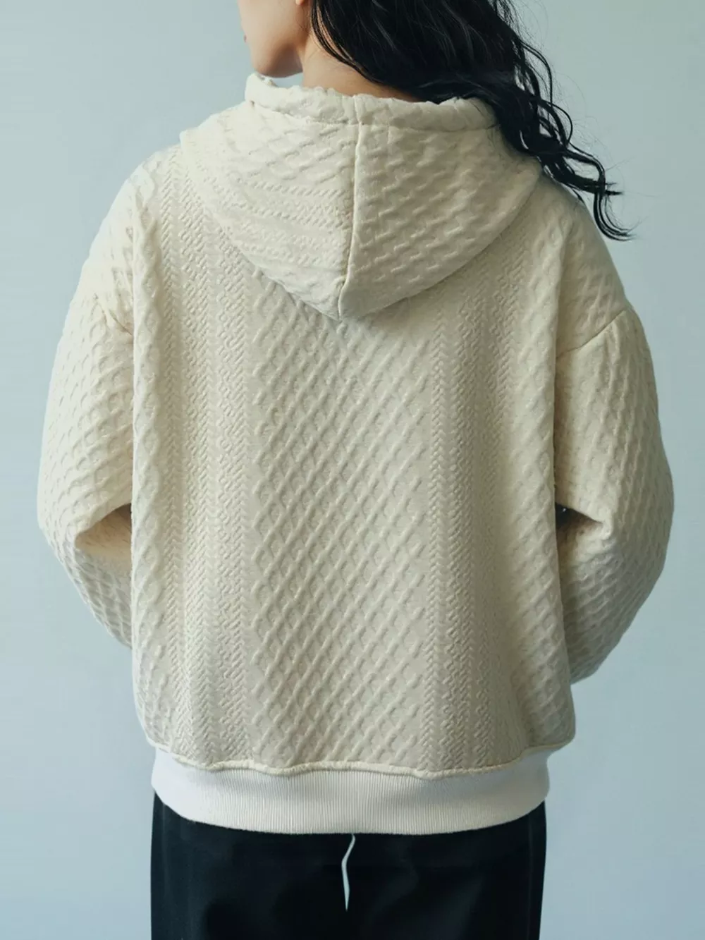 Textured Knit Zip-Up Hoodie, image 2