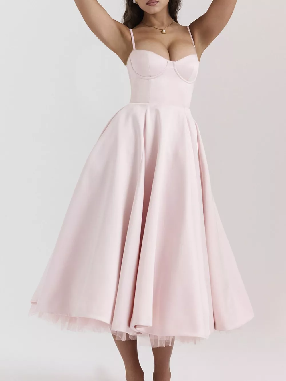 Sweetheart Neck A-Line Midi Dress, image 3