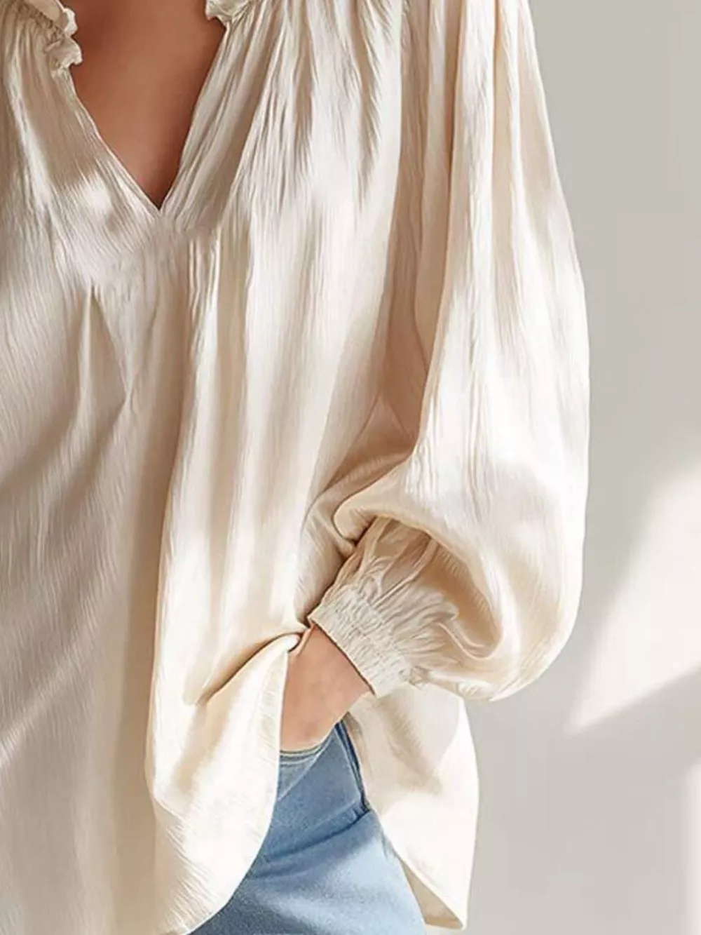 Ruffle Trim Long Sleeves Blouse, image 6