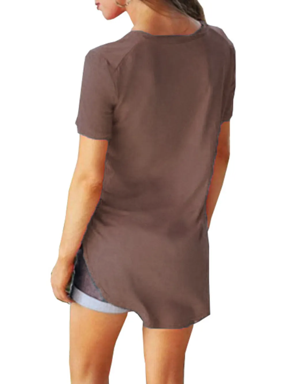 Full Size Solid V-Neck Short Sleeve T-Shirt Plus Size, image 3