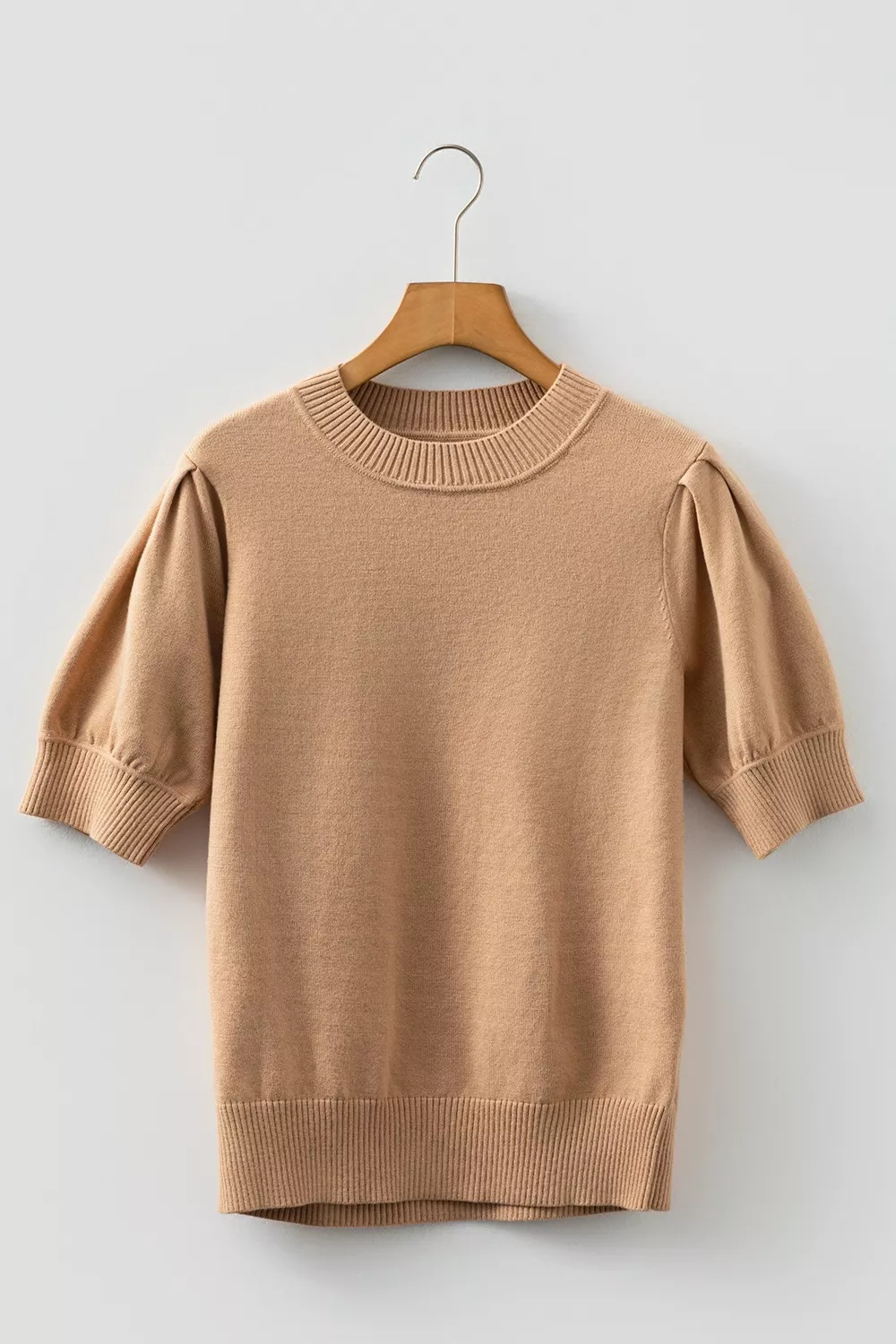 Knit Short Puff Sleeve Sweater, image 2