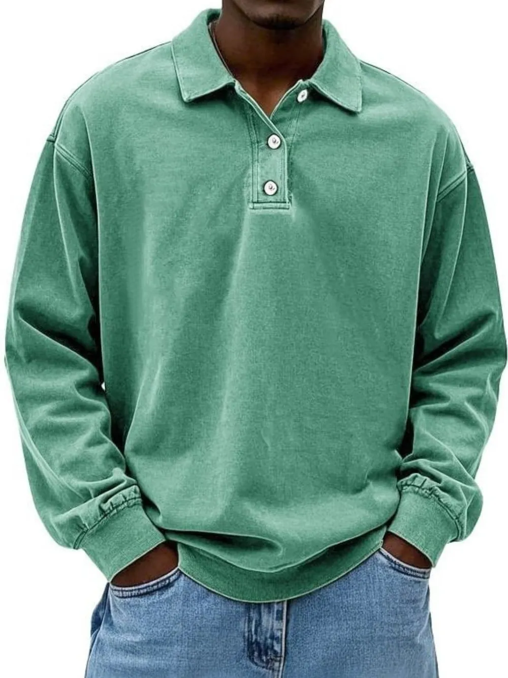 Men's Full Size Collared Neck Long Sleeve Polo Plus Size, image 6