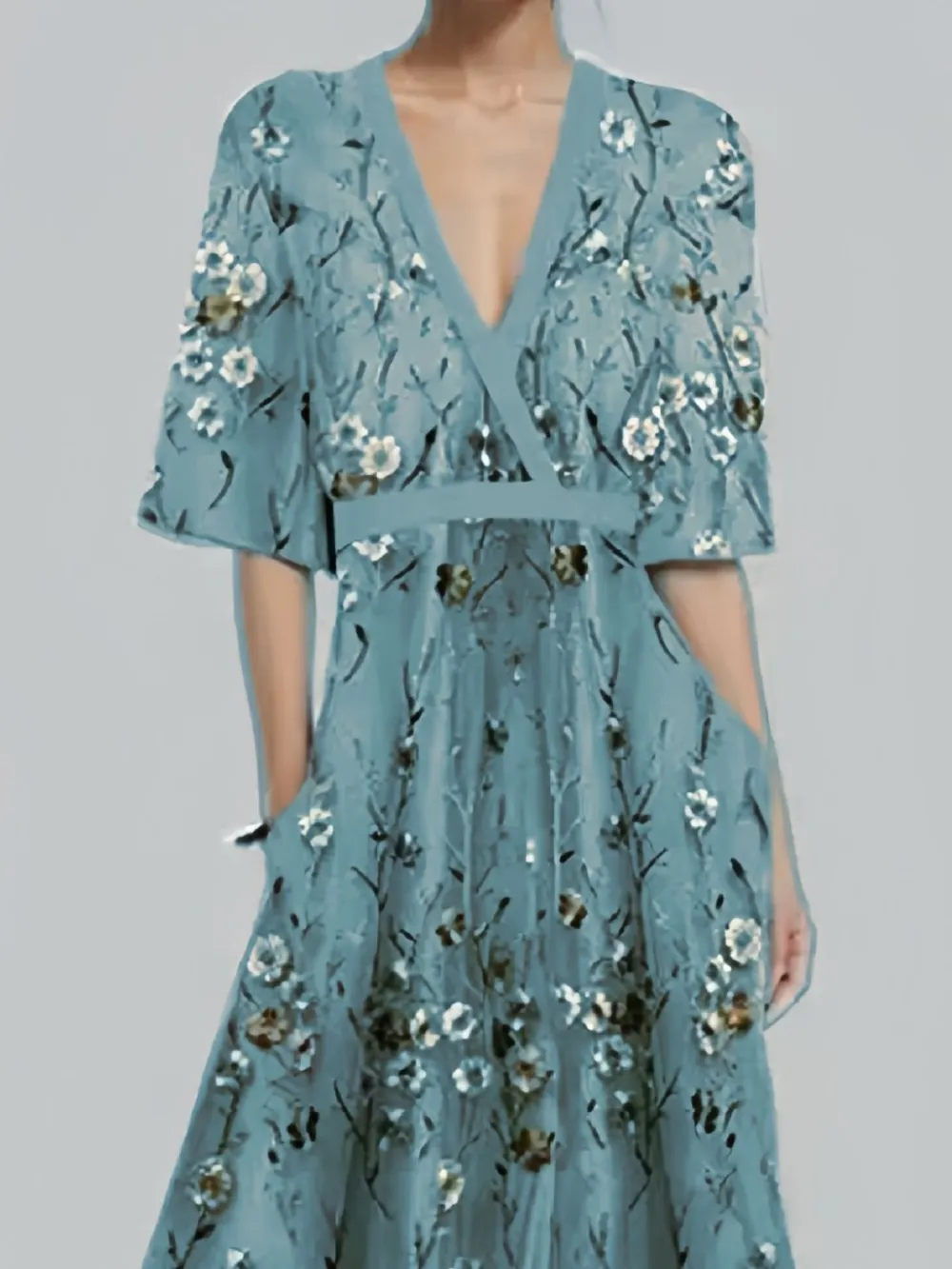 Floral Print Half Sleeve Wrap Maxi Dress, image 3