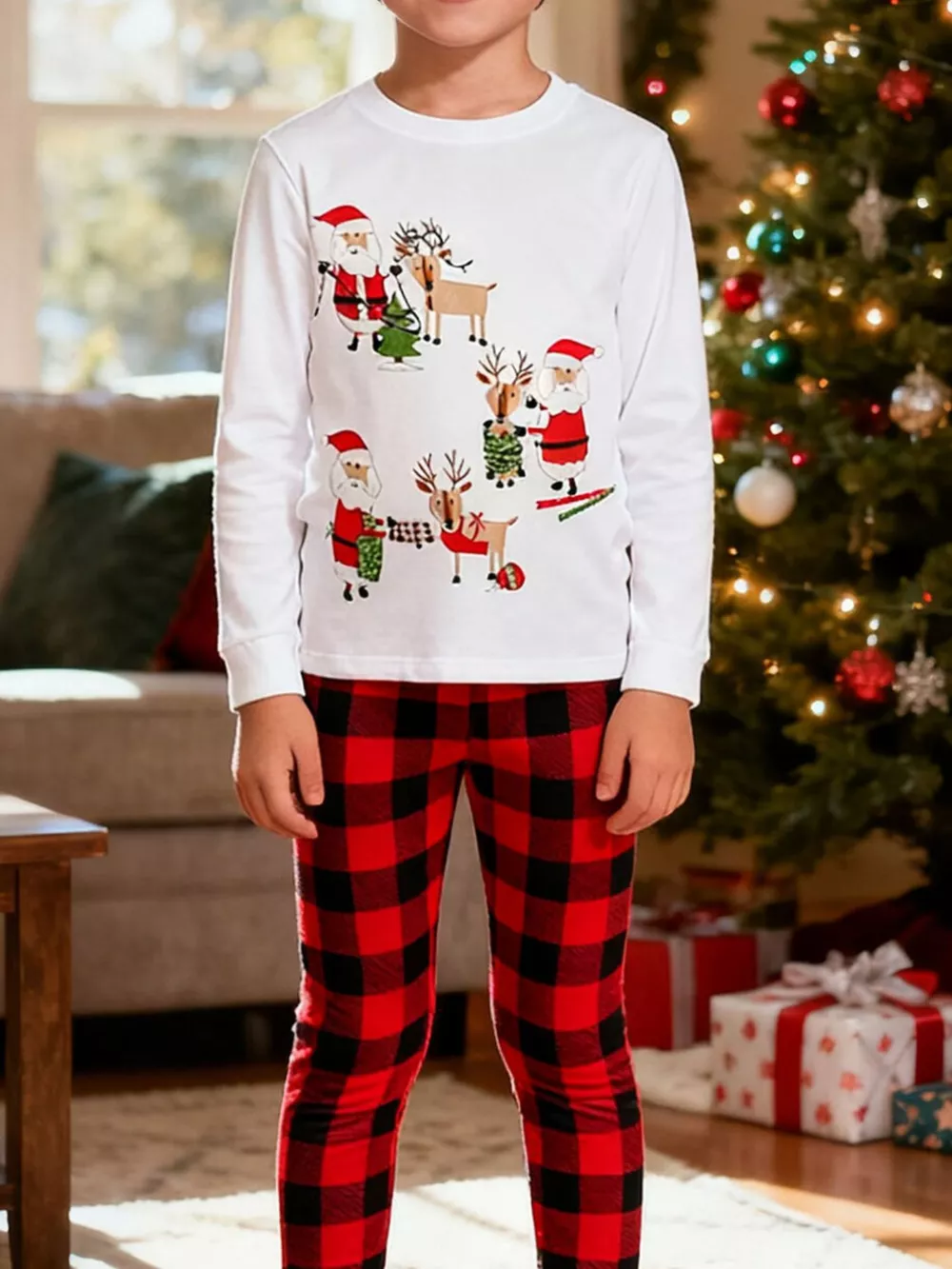 Children's Christmas Santa & Reindeer Pajama Set