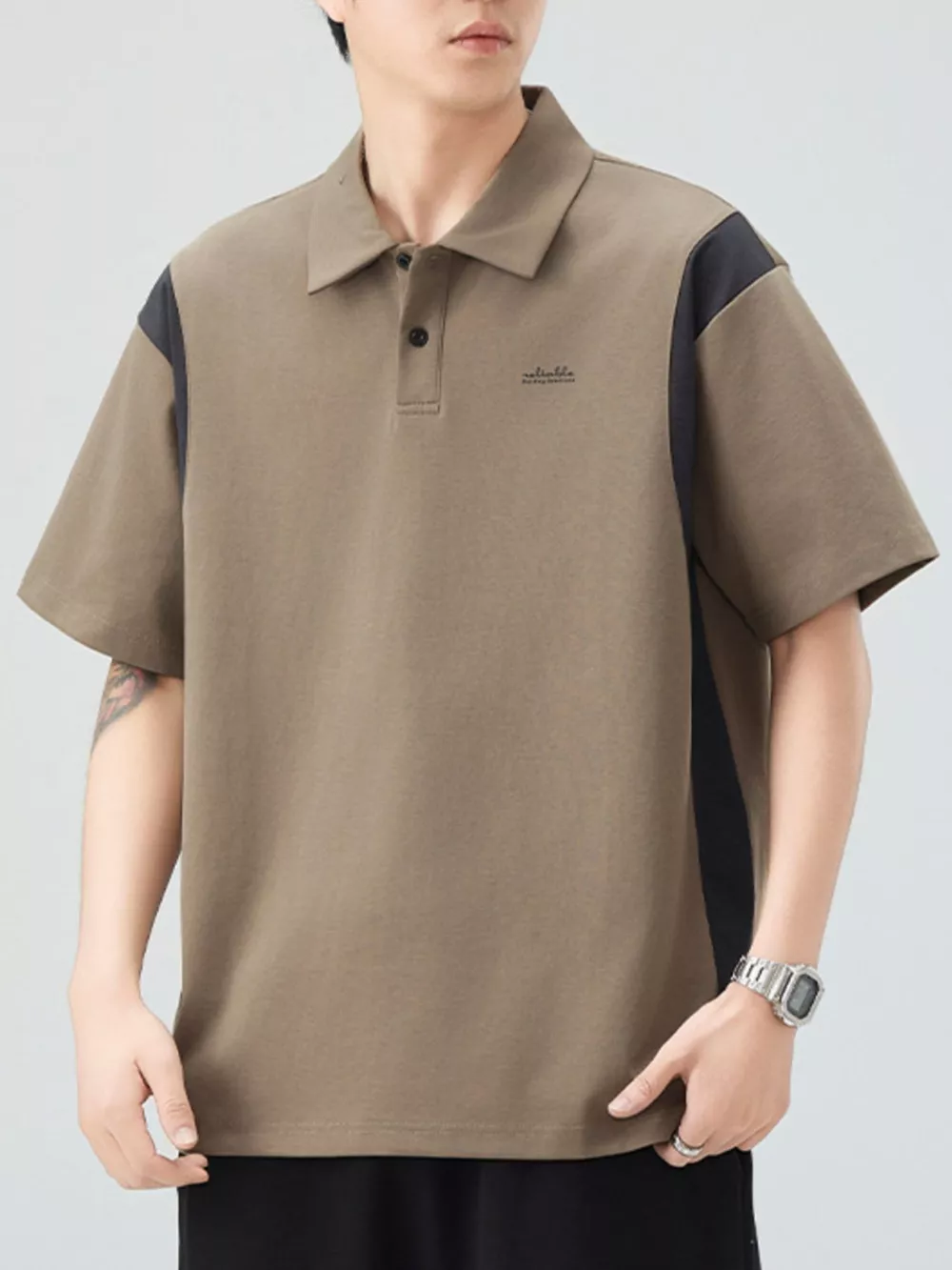 Men's Plus Size Button Detail Short Sleeve Polo, image 2