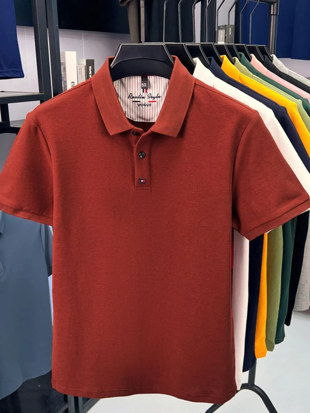 Men's Plus Size Collared Neck Short Sleeve Polo, image 9