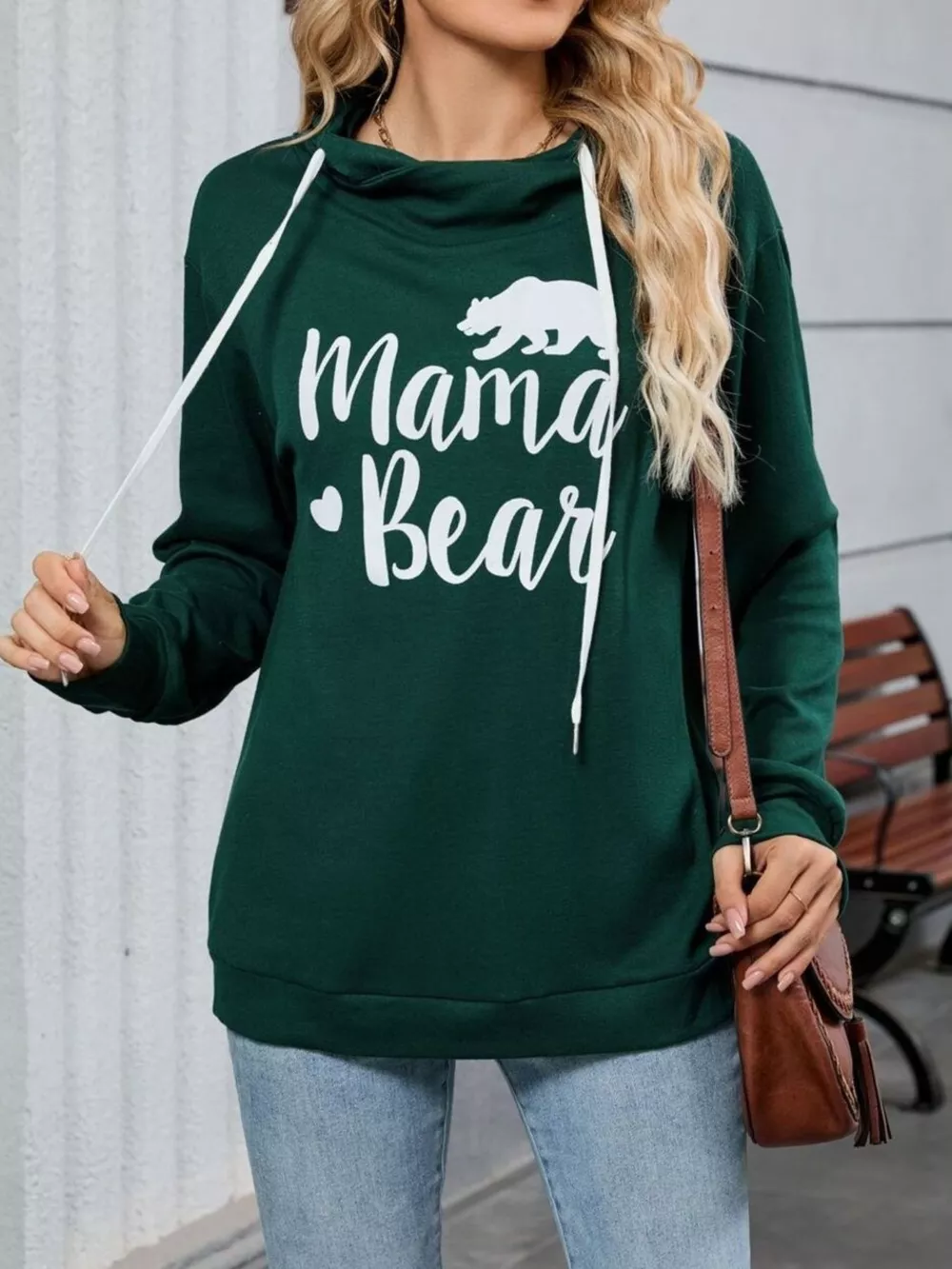 Contrast Letter Graphic Drawstring Long Sleeve Hoodie, image 10