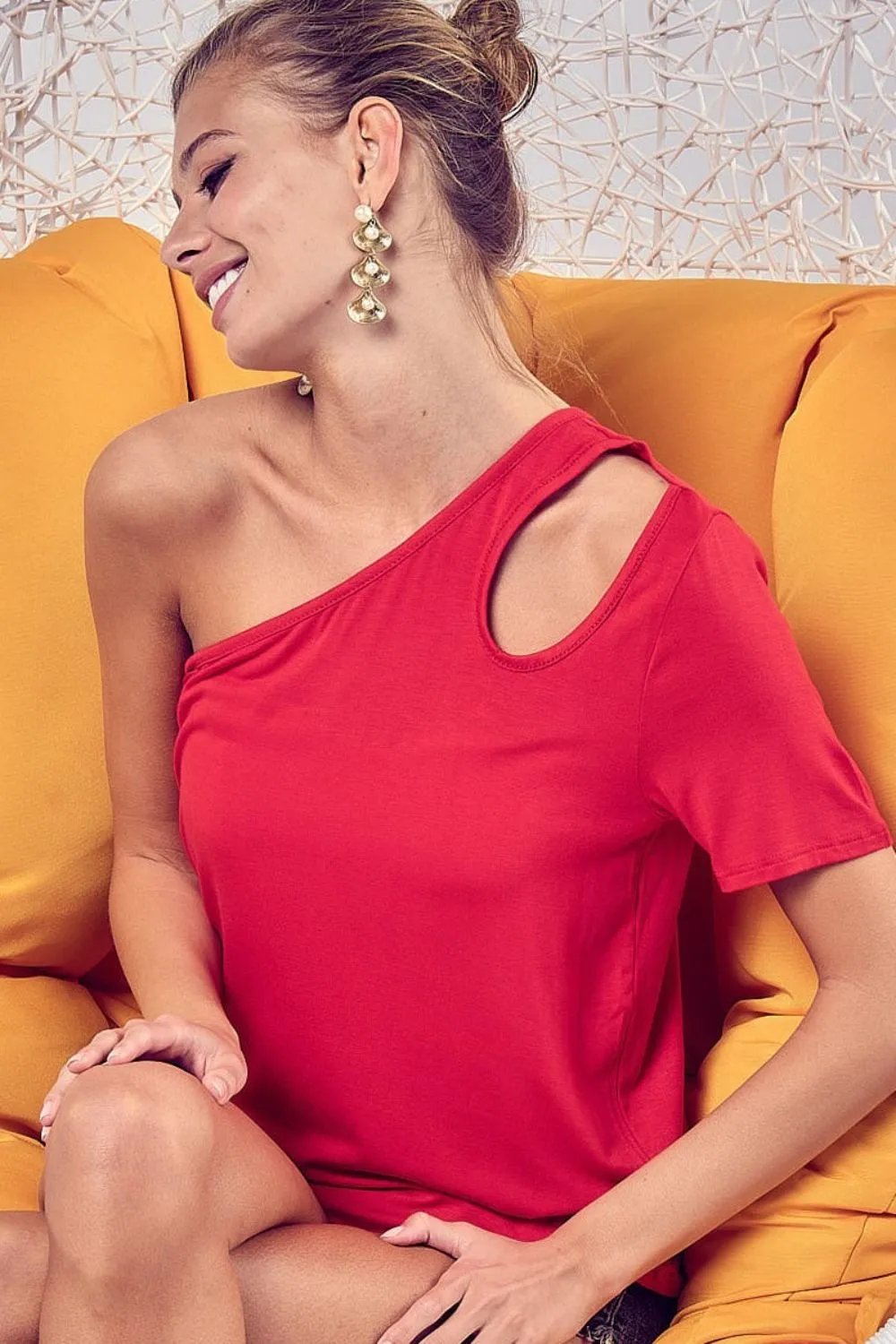 Cut Out Detailed One Shoulder Top, image 3