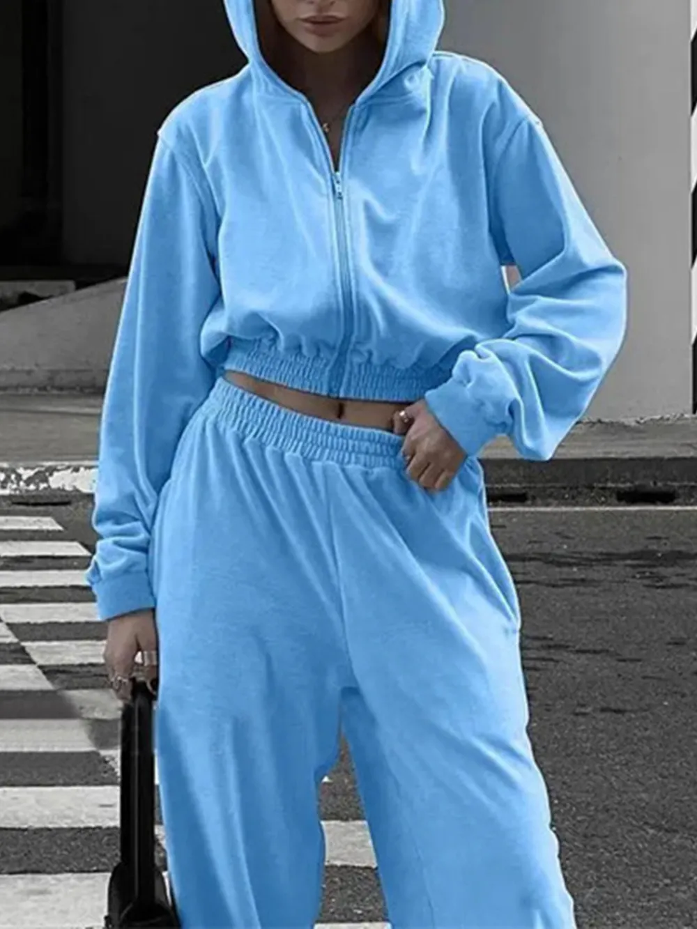 Zip Up Hoodie and Pocketed Pants Set, image 2