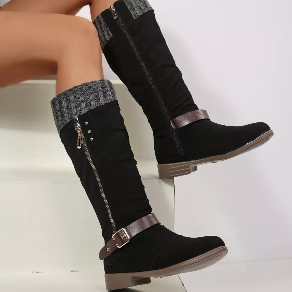 Round Toe Block Heels Boots, image 3