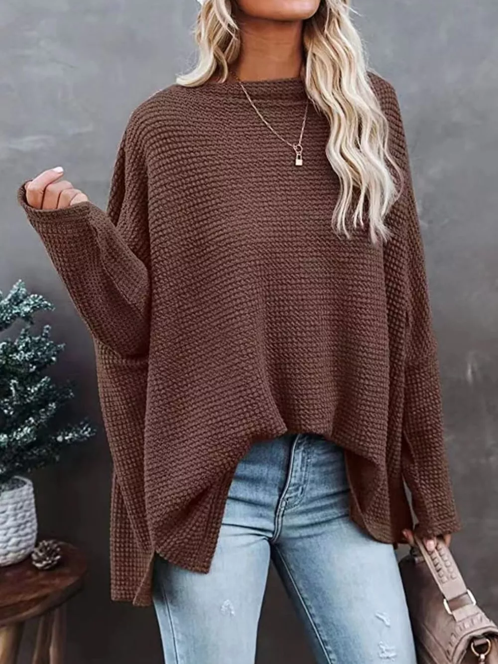 Waffle Knit Boat Neck T-Shirt, image 20