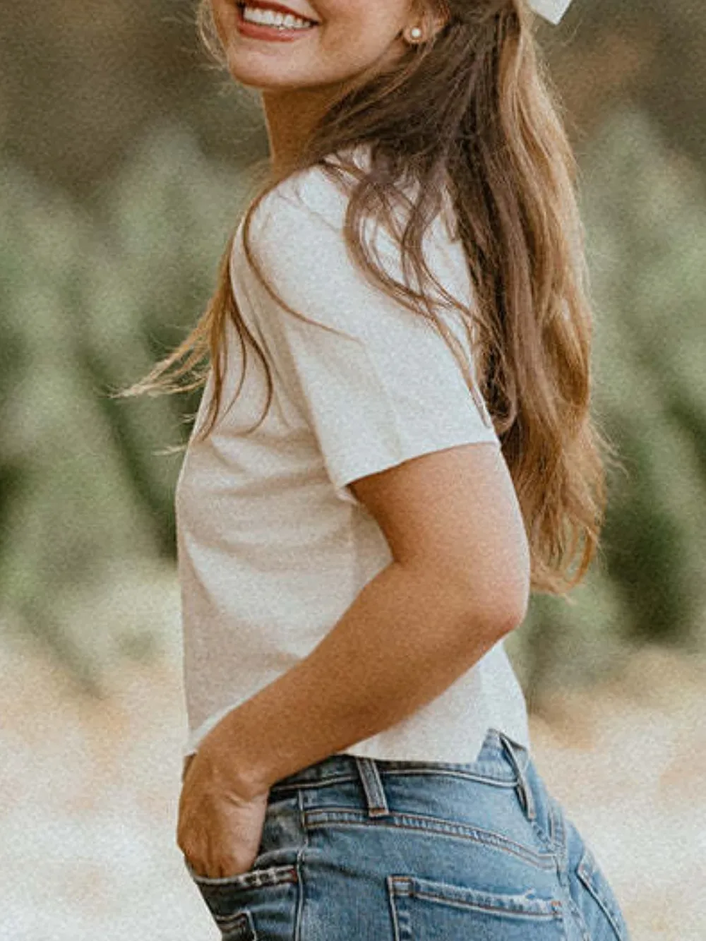 Bow Round Neck Short Sleeve T-Shirt, image 3