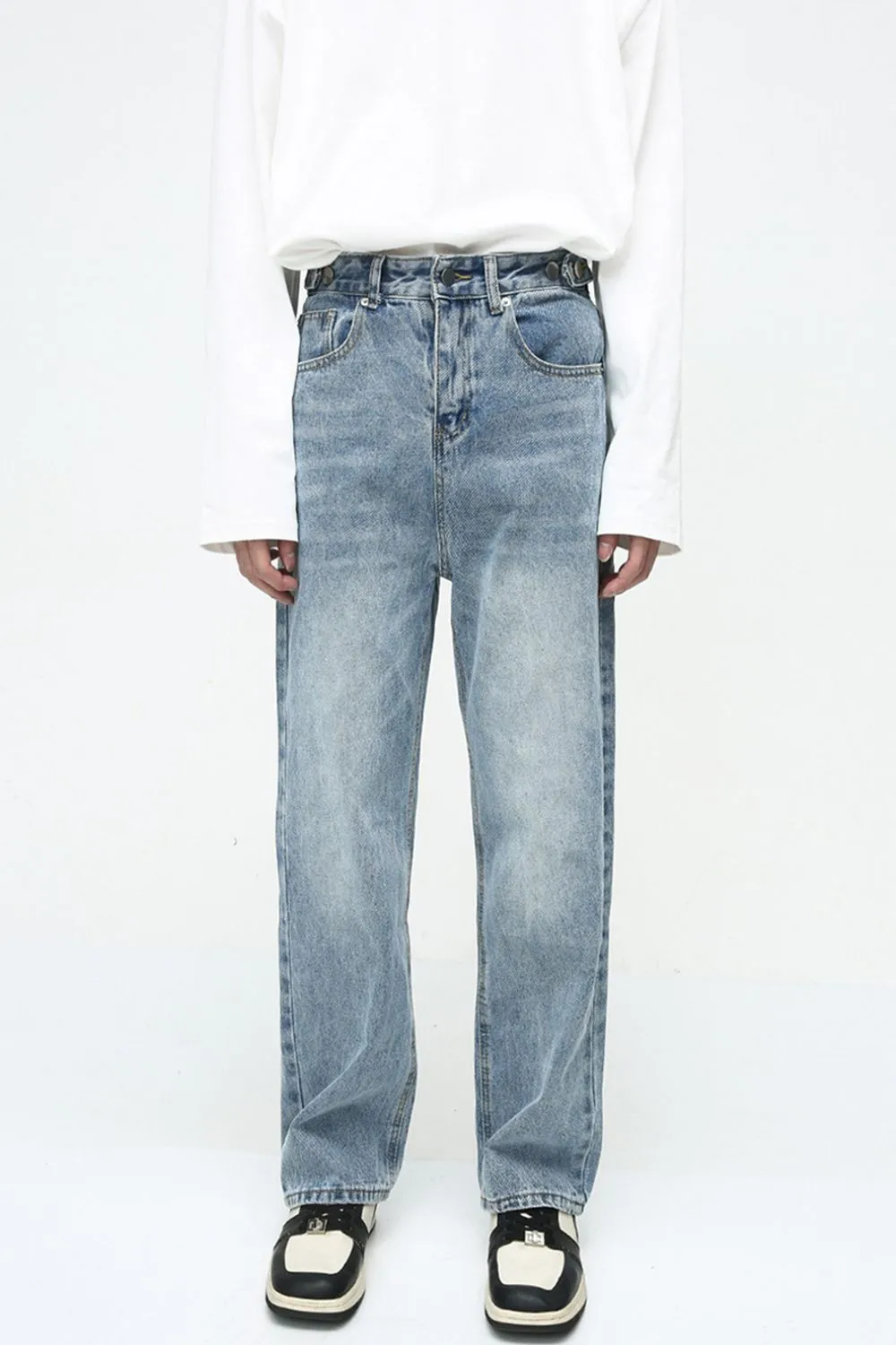 Men's Washed Straight-Leg Jeans, image 2