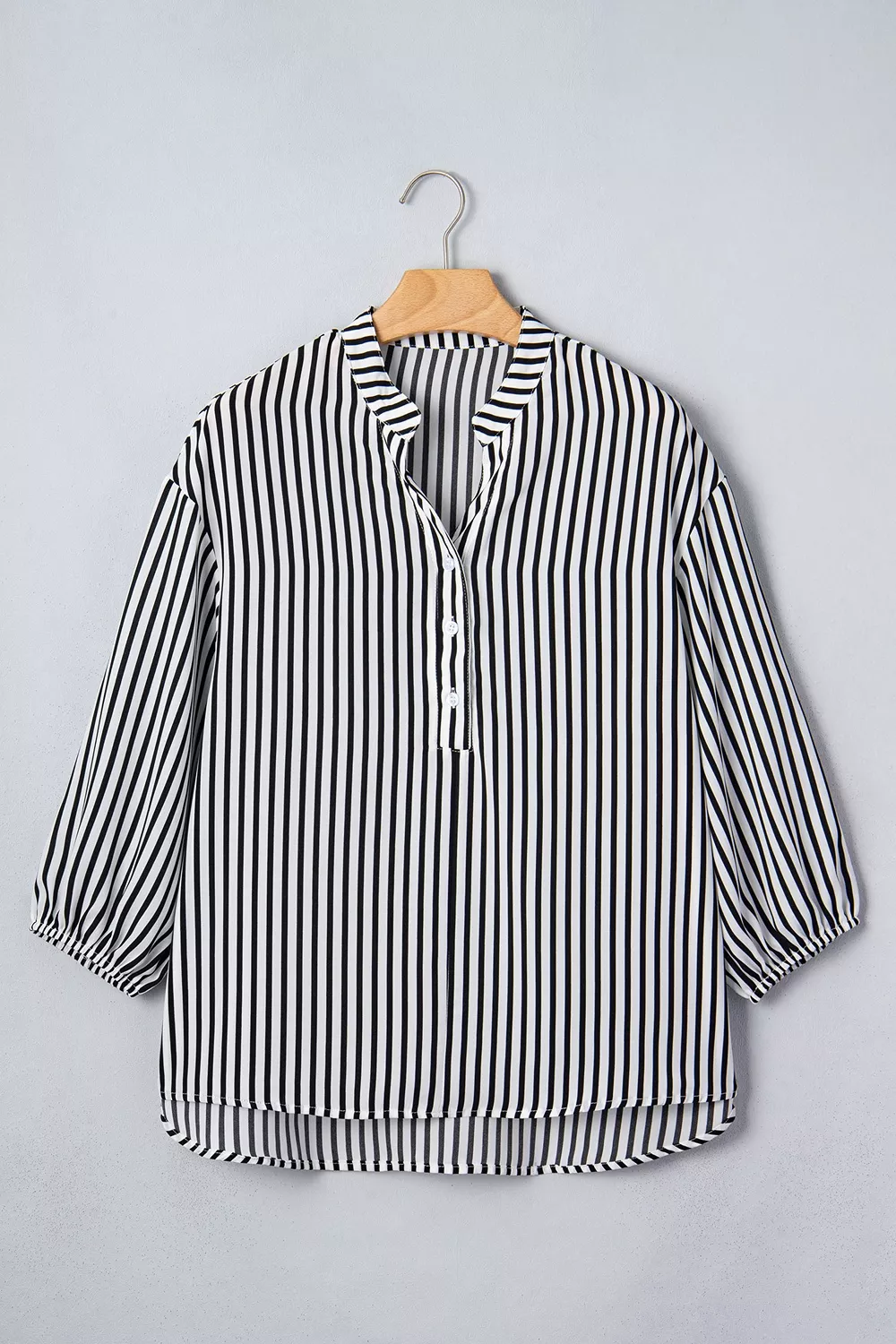 Striped Half Sleeve Button-Up Shirt, image 4