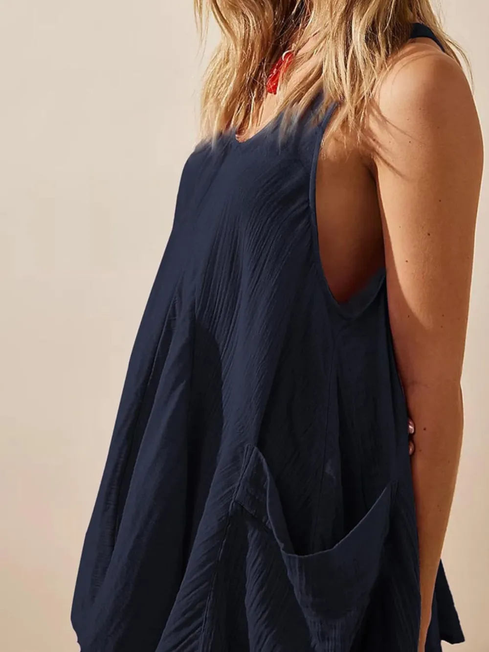 Tied Scoop Neck Wide Strap Mini Dress, image 11