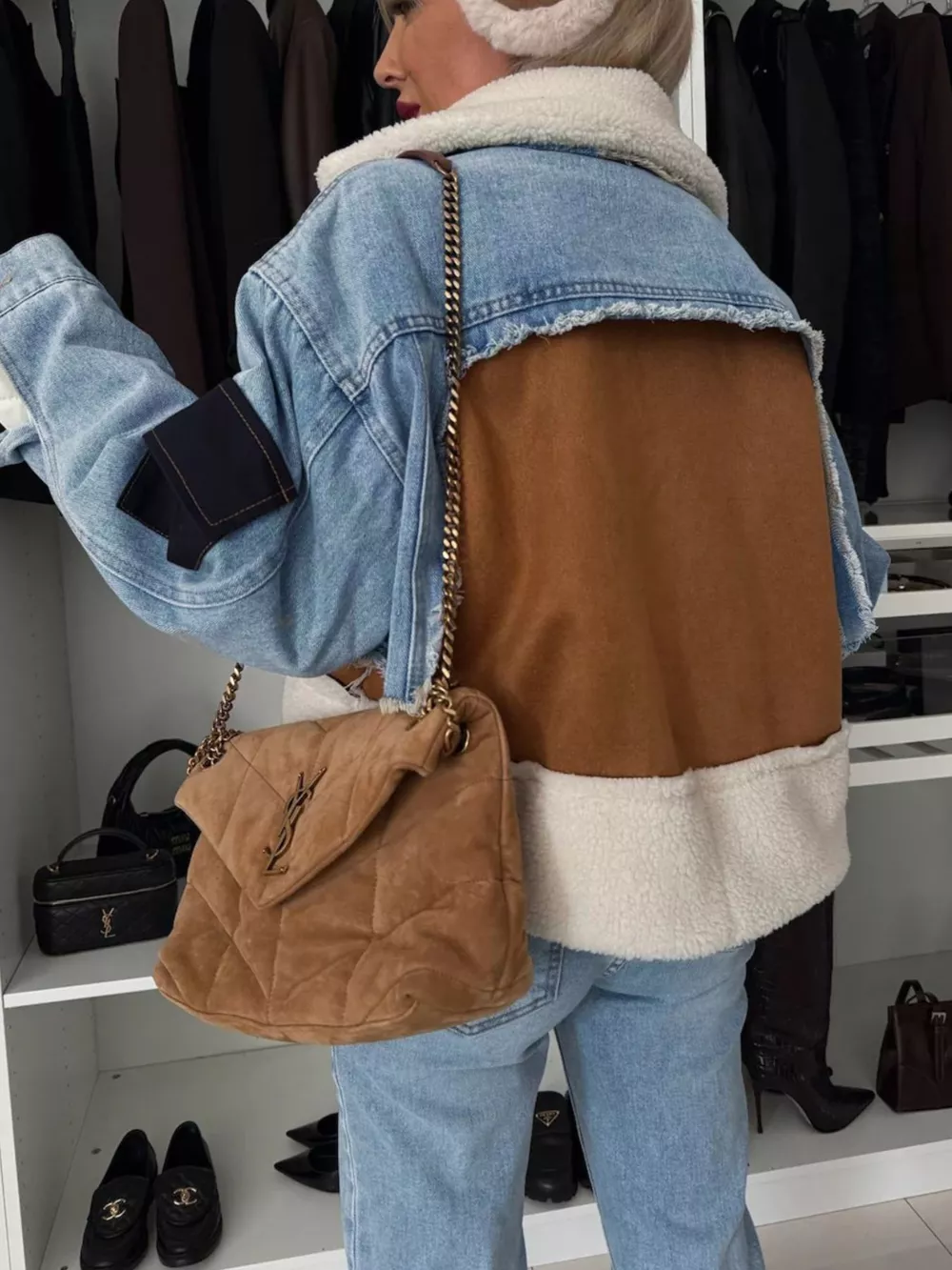 Raw Hem Sherpa Lined Denim Jacket, image 2