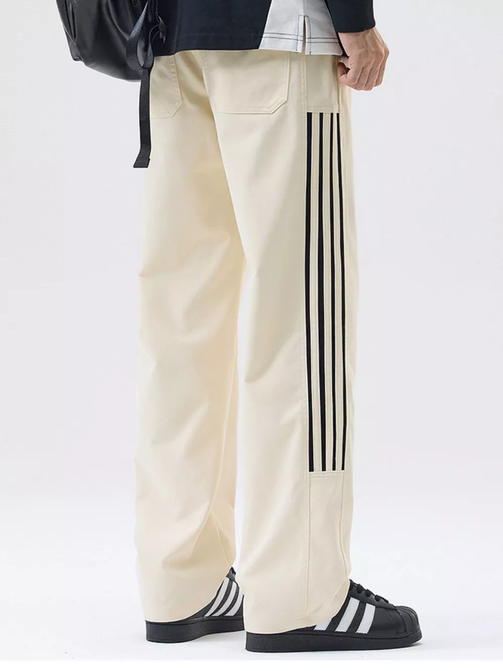 Men's Full Size Side Striped Wide Leg Casual Pants Plus Size, image 4