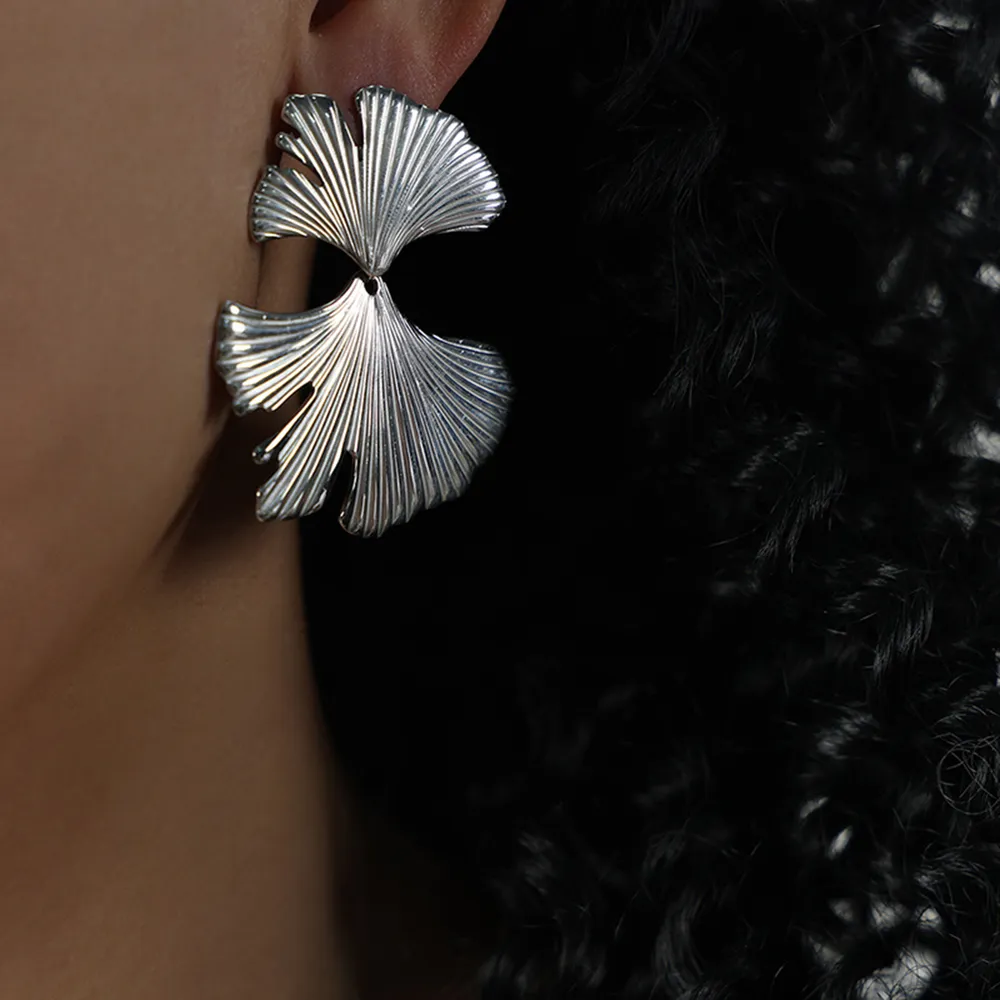Ginkgo Biloba Design Stud Earrings, image 6