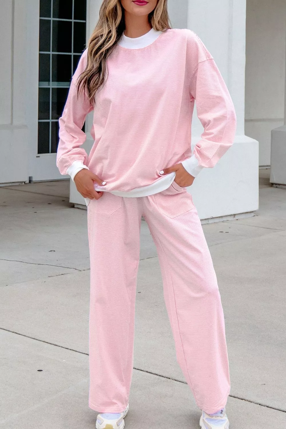 Striped Long Sleeve Top and Pants Set, image 4