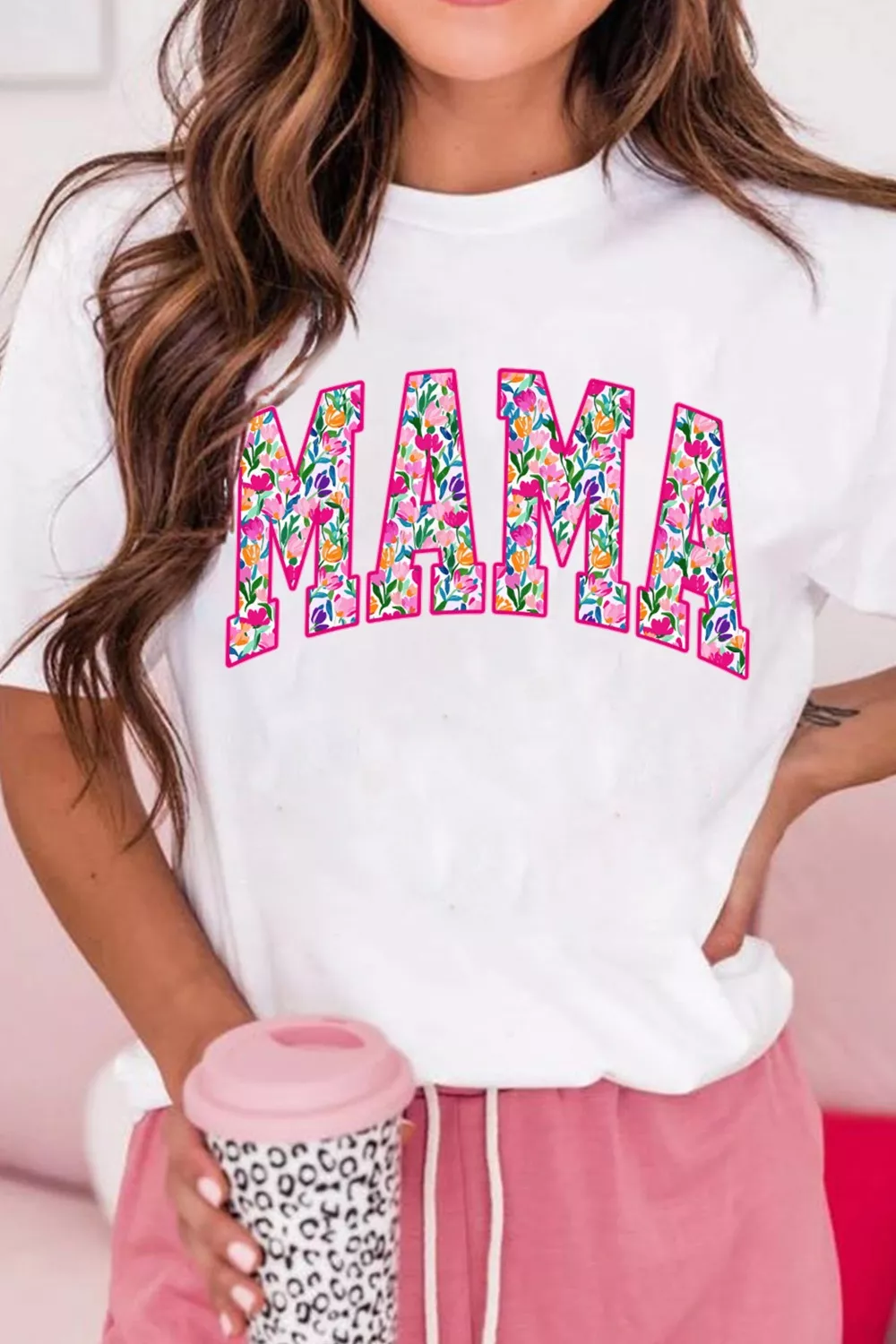 Full Size Floral Mama Graphic Casual Short Sleeve T-Shirt Plus Size, image 5