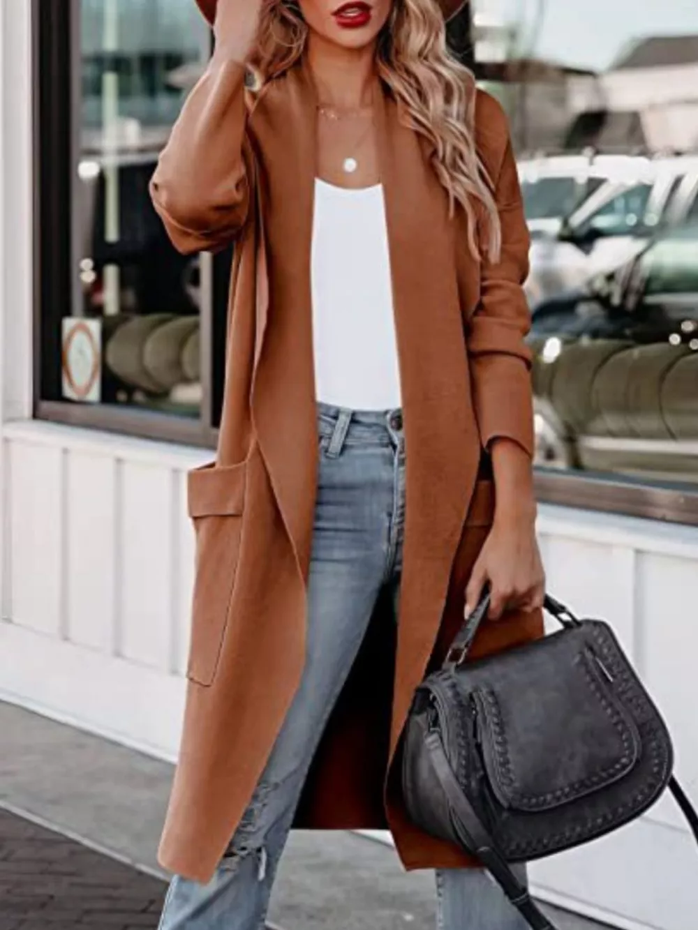 Open Front Dropped Shoulder Outerwear, image 2