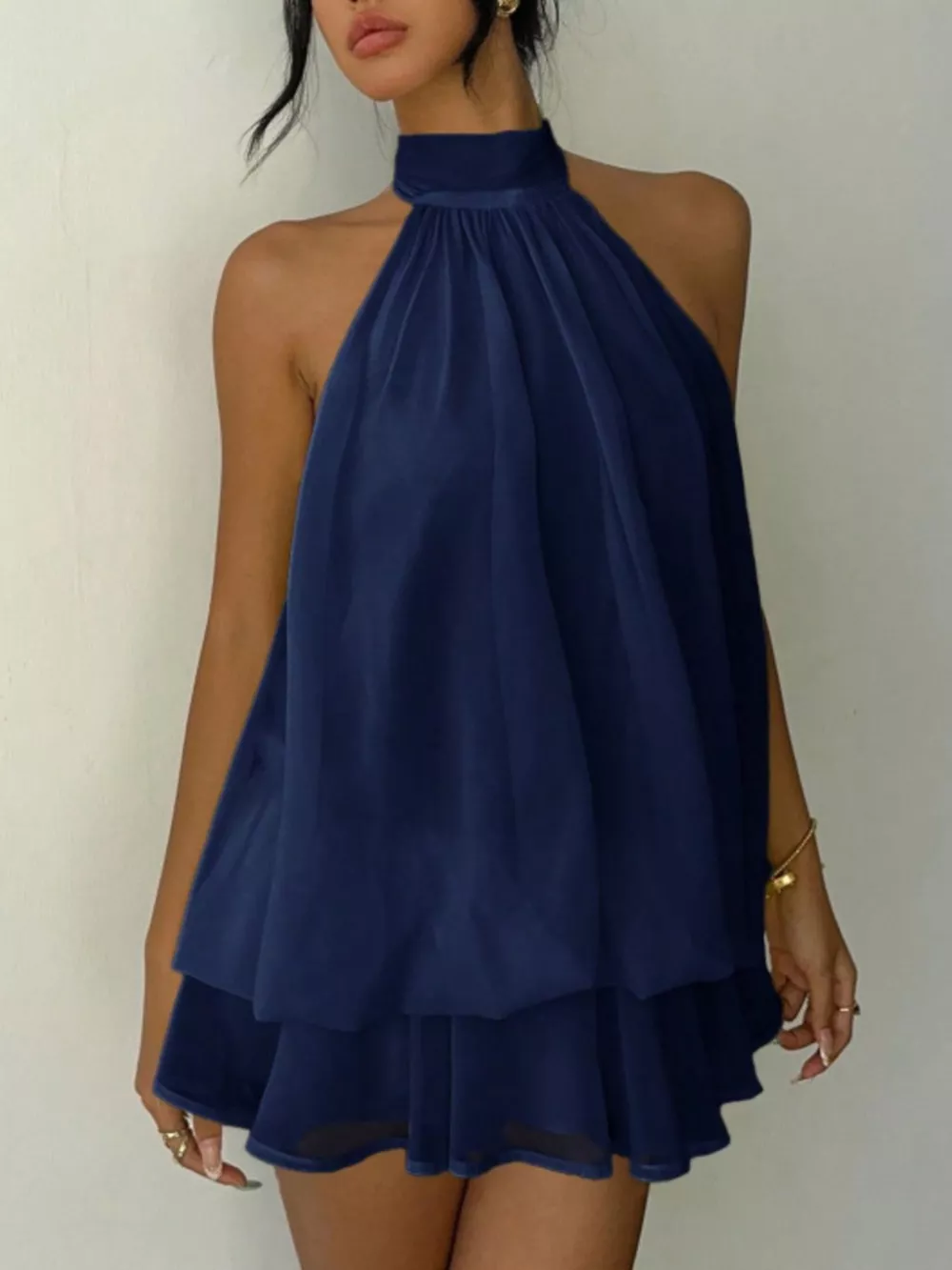 Halter Neck Layered Mini Dress, image 4