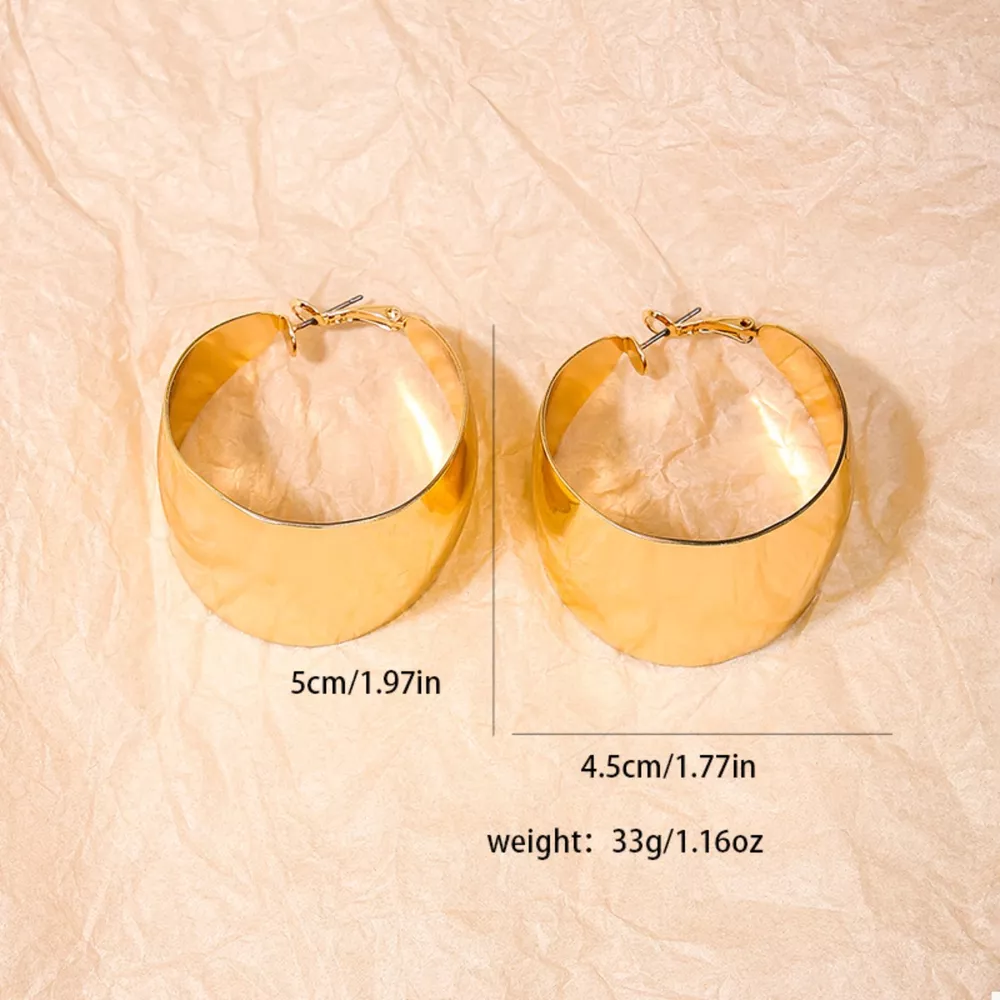 Alloy Wide Hoop Earrings, image 3