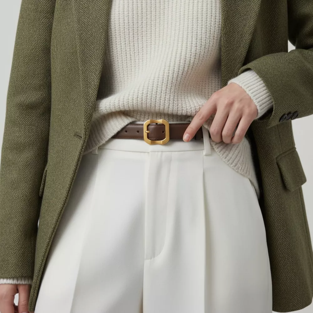 Leather Belt with Golden Buckle, image 2