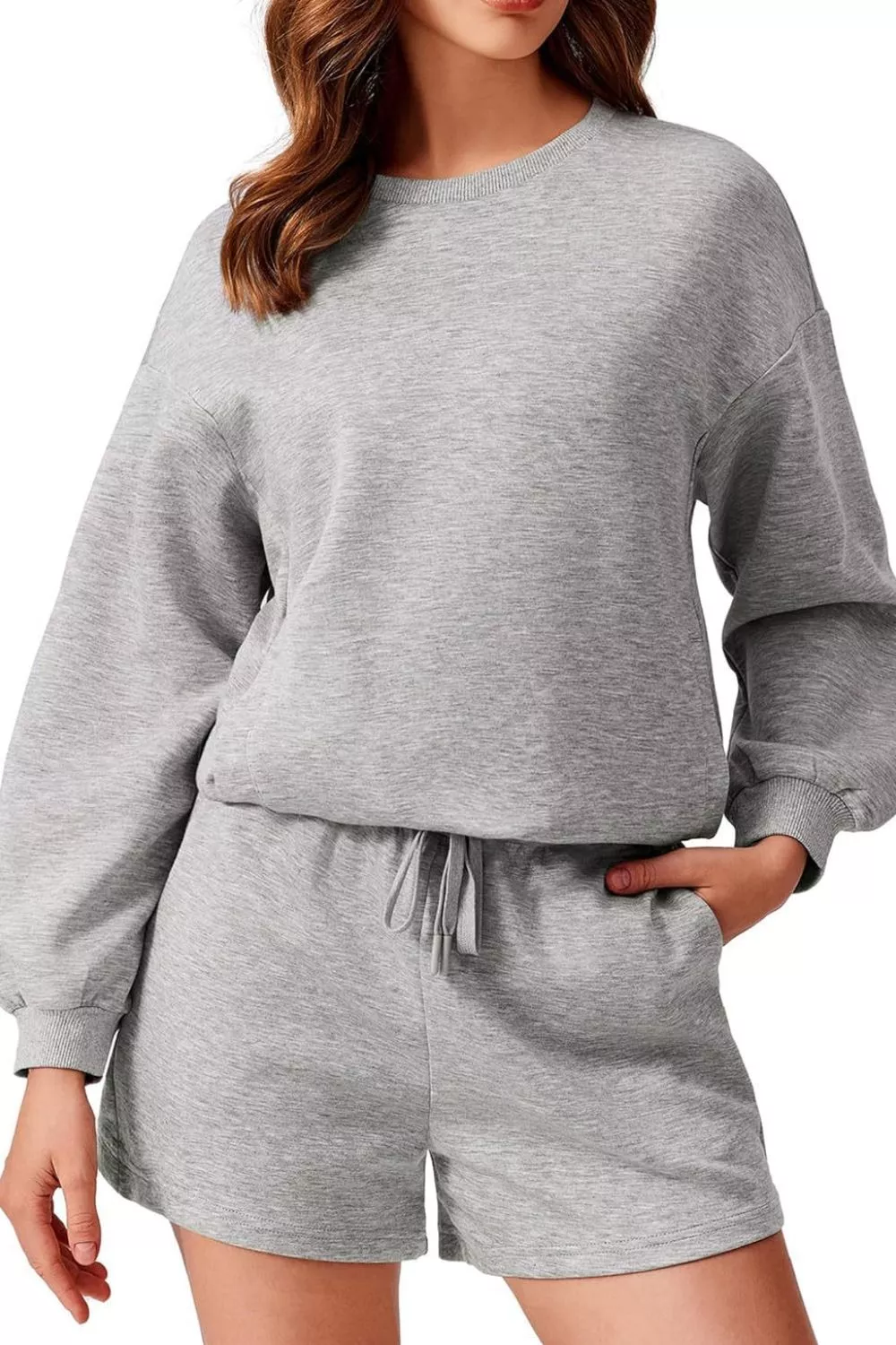 Round Neck Sweatshirt and Shorts Set, image 3