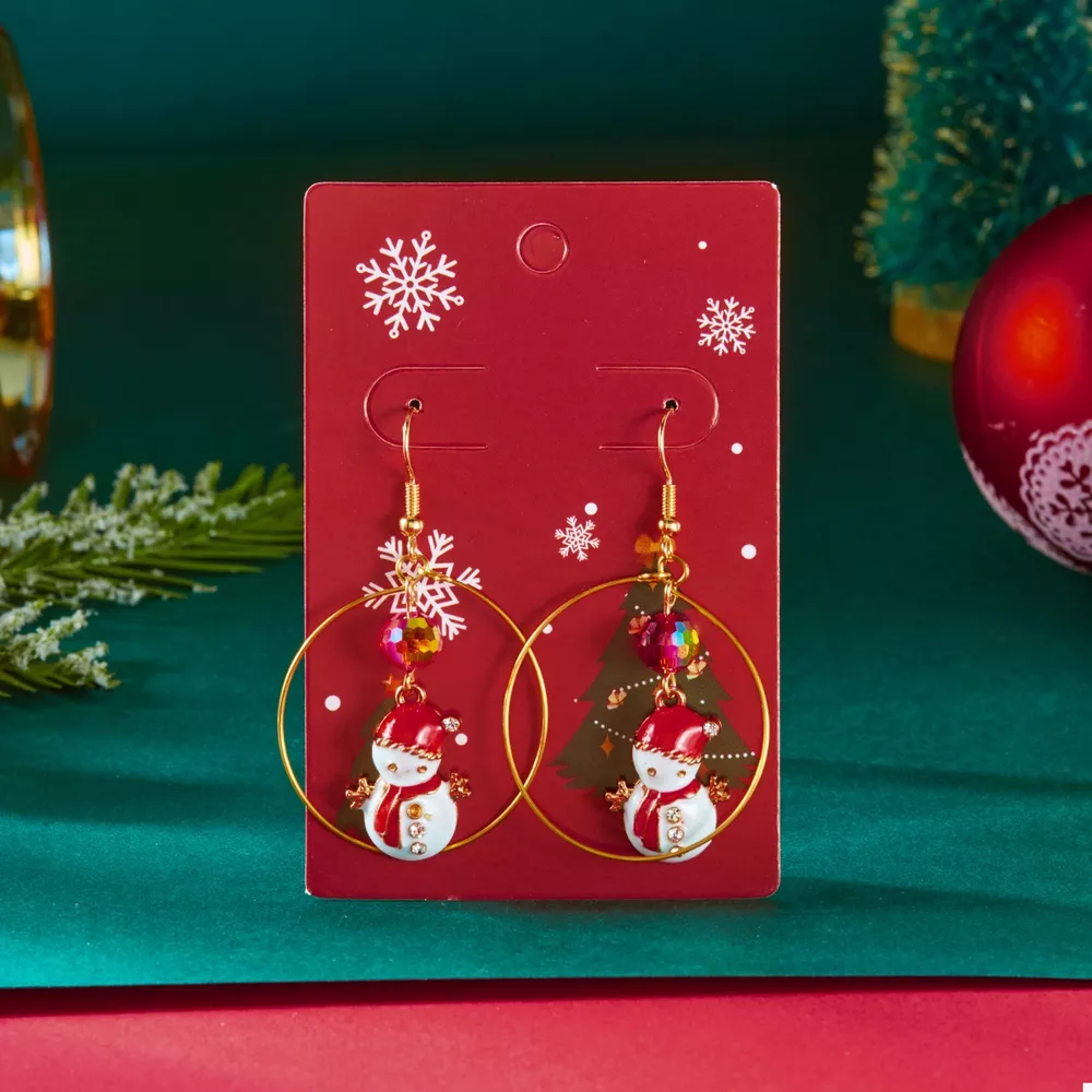 18K Gold-Plated Christmas Snowman Earrings, image 4