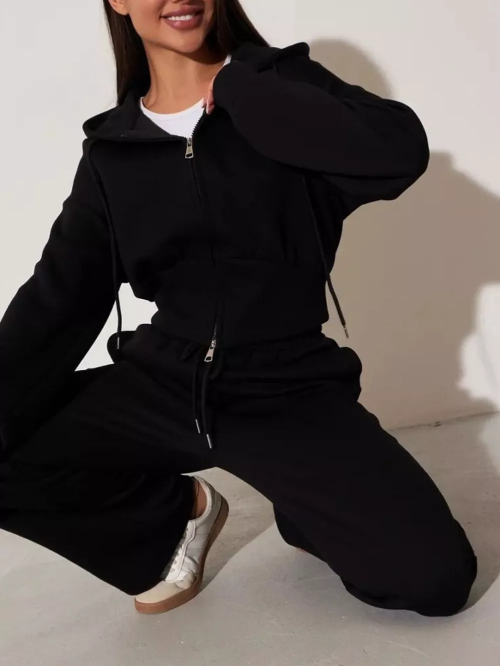 Zip-Up Hoodie and Wide-Leg Pants Set, image 15