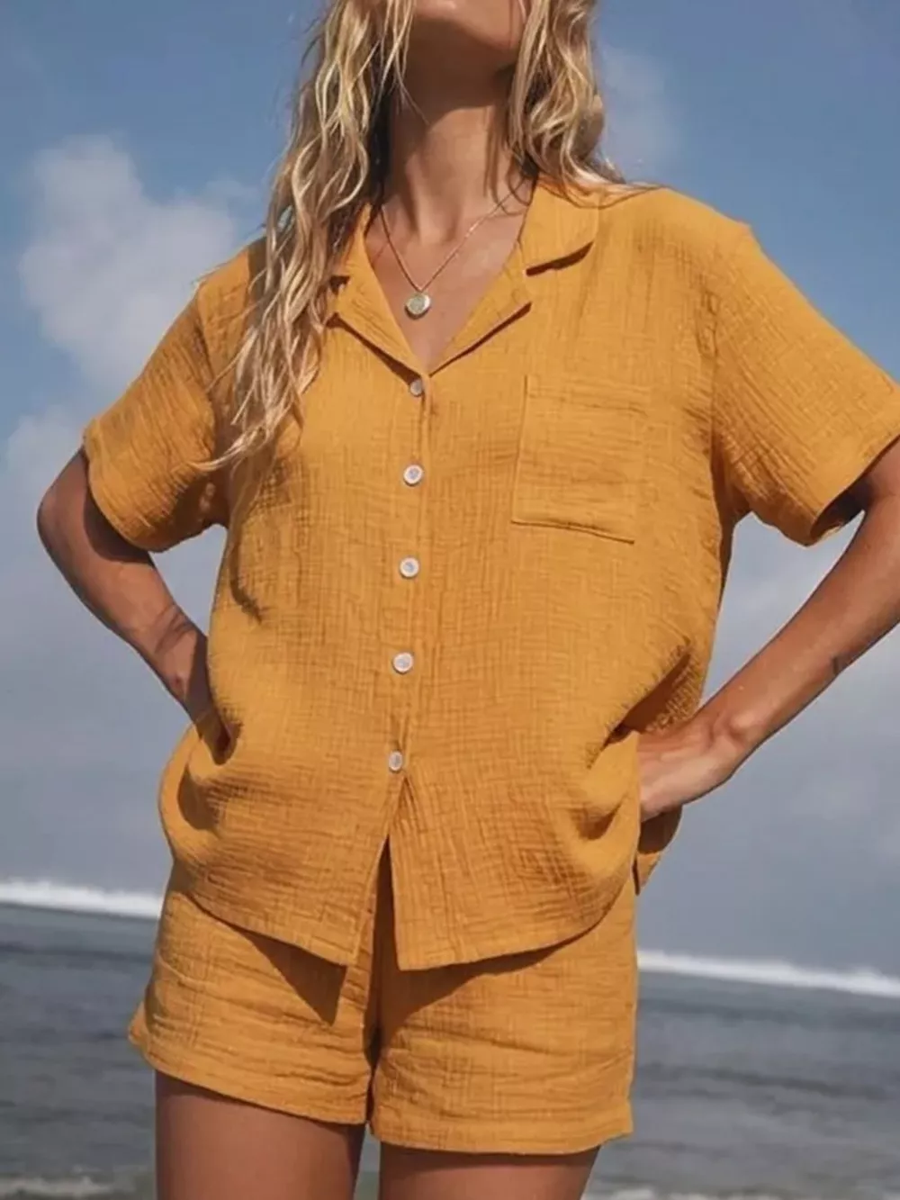 Button Up Short Sleeve Shirt and Shorts Set, image 10