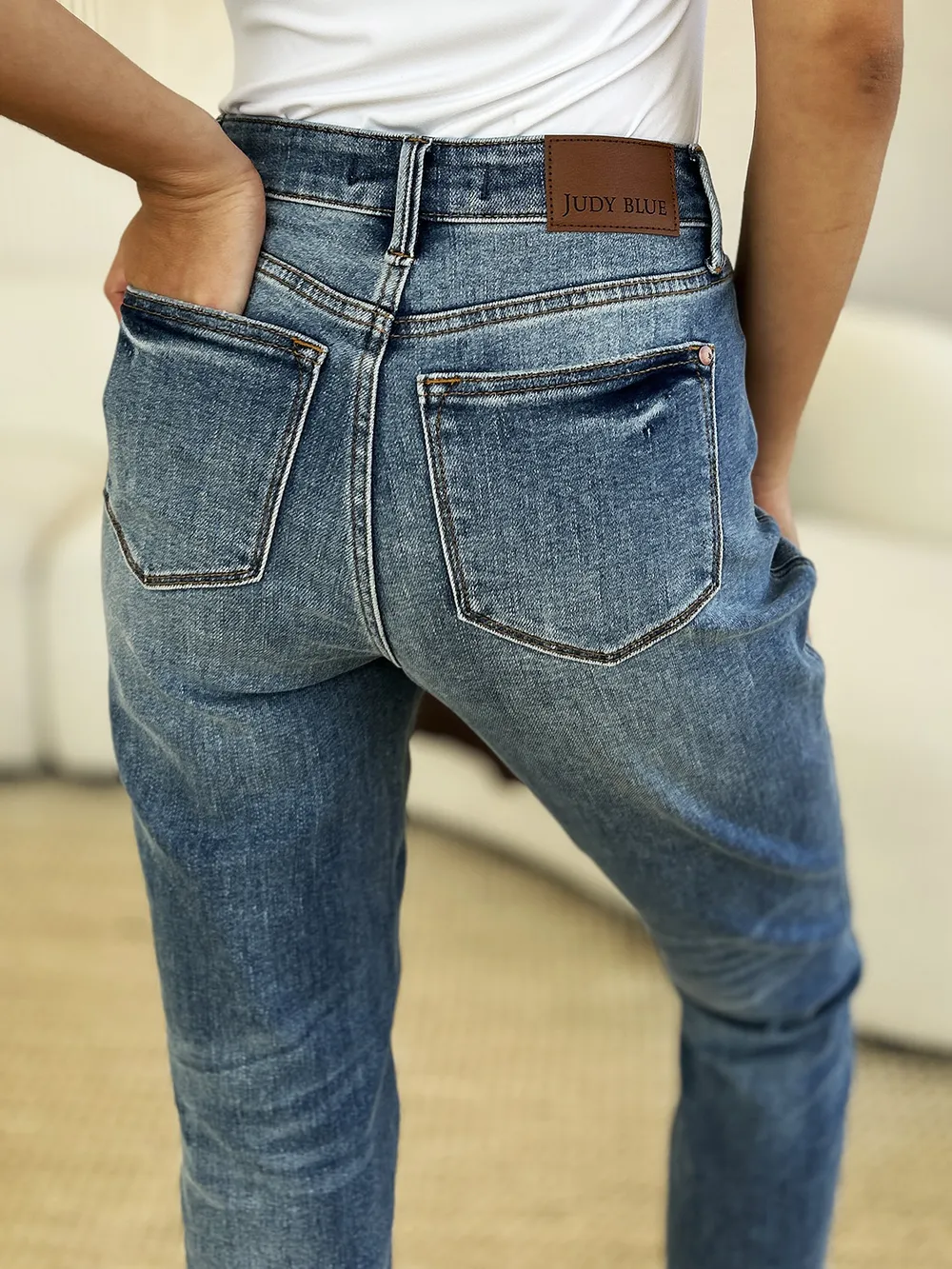 Full Size Mid Rise Rigid Magic Release Hem Jeans, image 2
