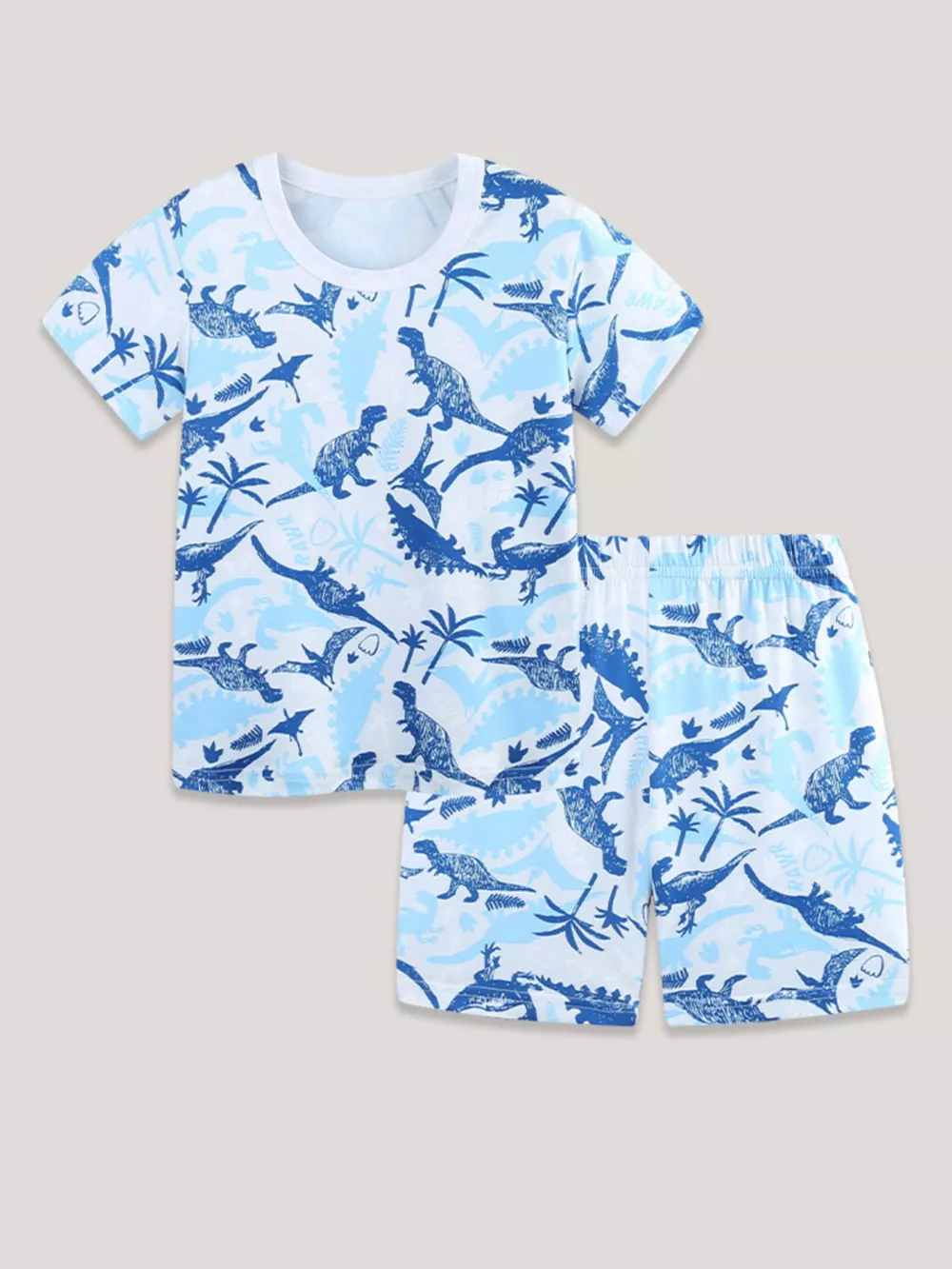 Children's Dinosaur Print Short Sleeve Pajama Set, image 2
