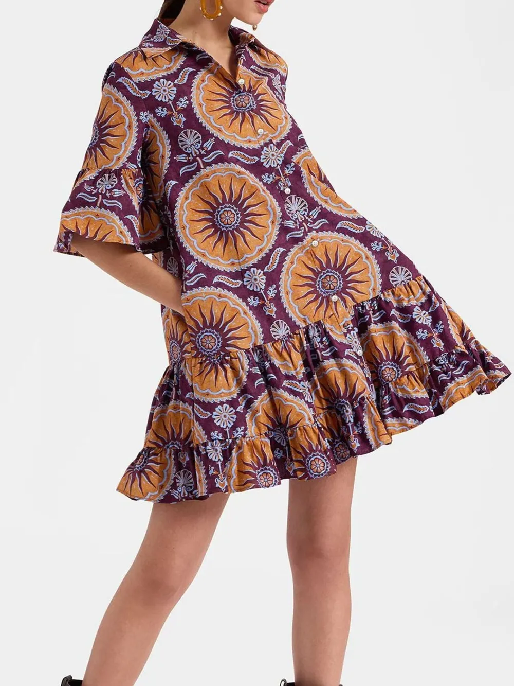 Floral Print Ruffle Sleeve Mini Dress, image 6