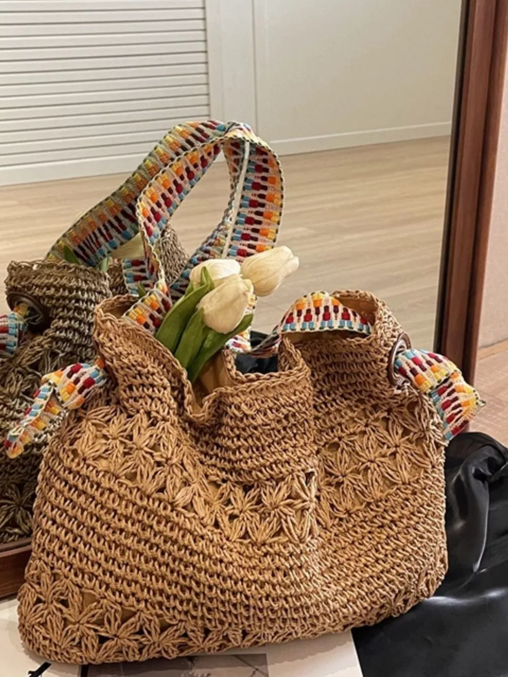 Woven Straw Shoulder Bag, image 2