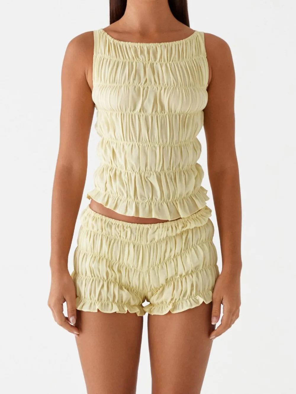 Ruched Texture Tank and Shorts Two-Piece Set, image 6