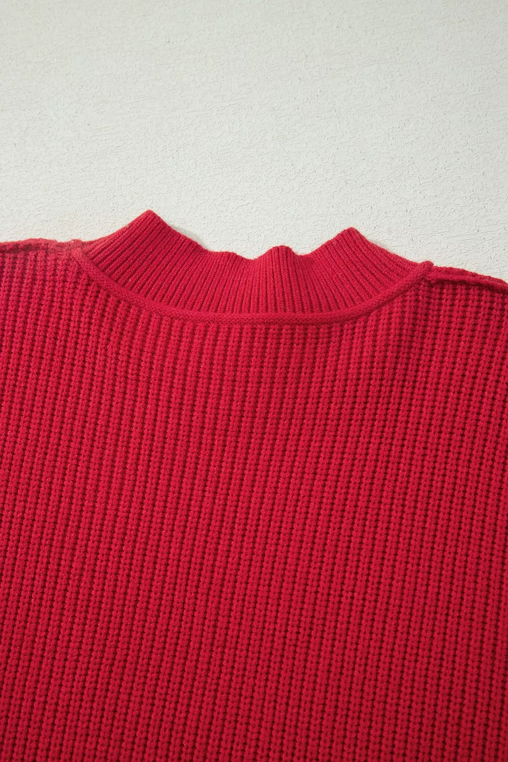 Long Sleeve Ribbed Knit Stand Neck Regular Fit Sweater, image 8